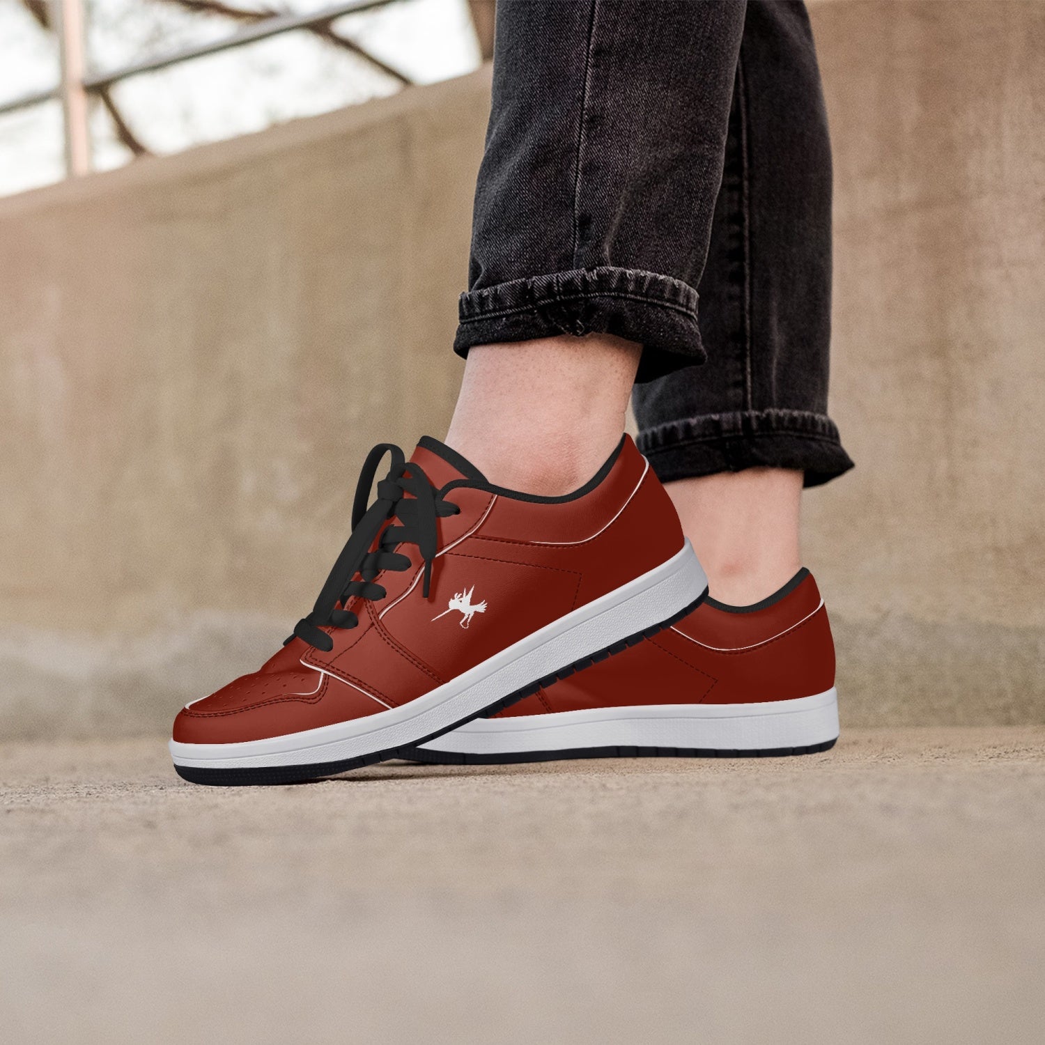 Red Nunchucks Low-Top Leather Sneakers