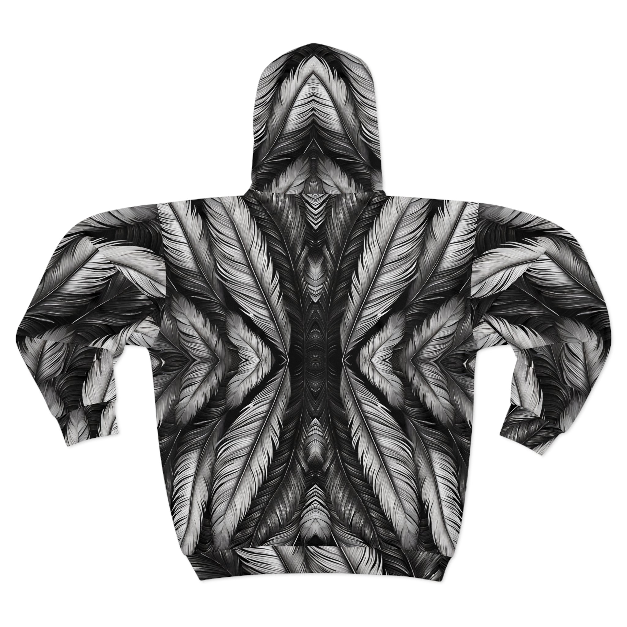 White Tribal Feathesr Zip Up Hoodie