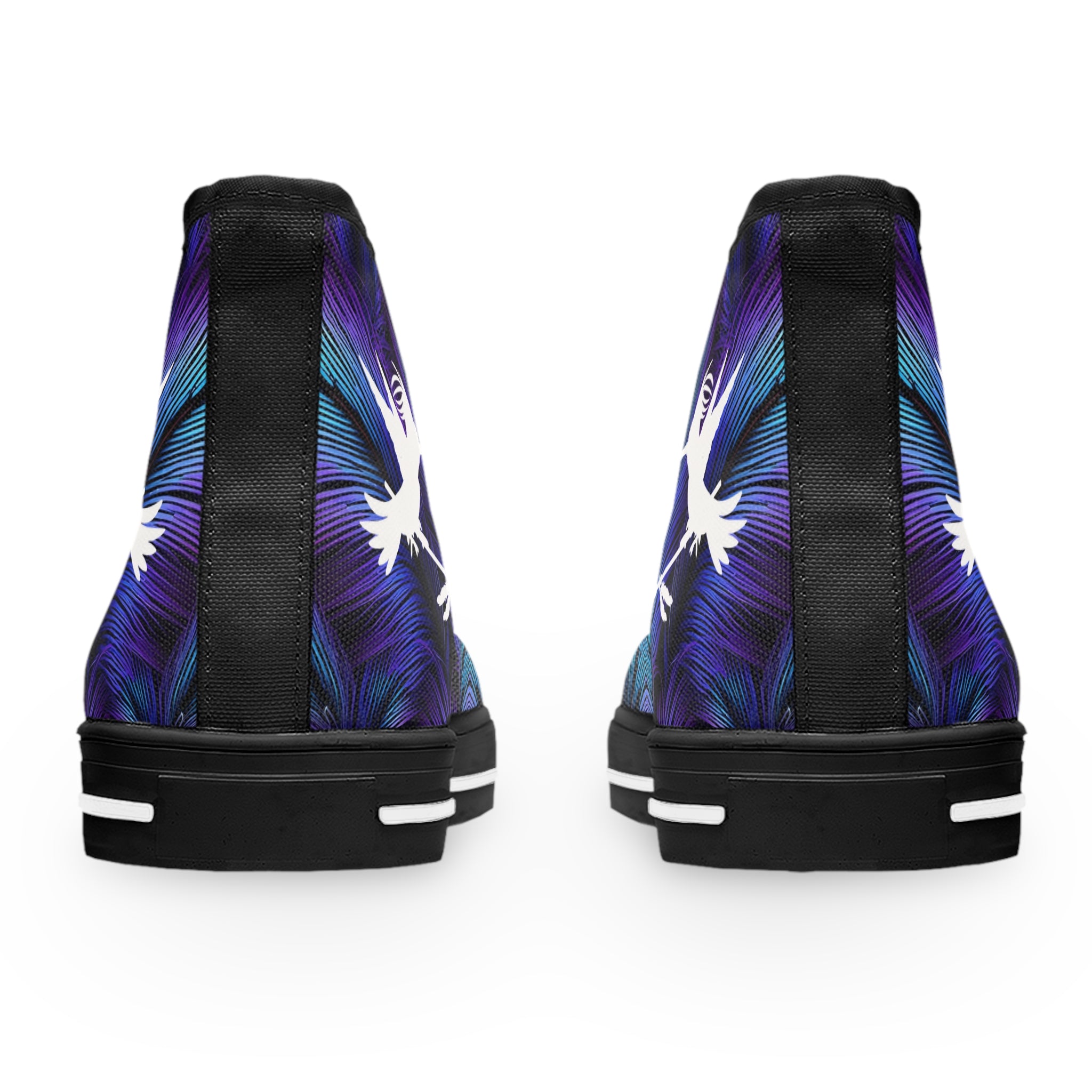 Purple Blue Feathers Spear Women's High Top Sneakers