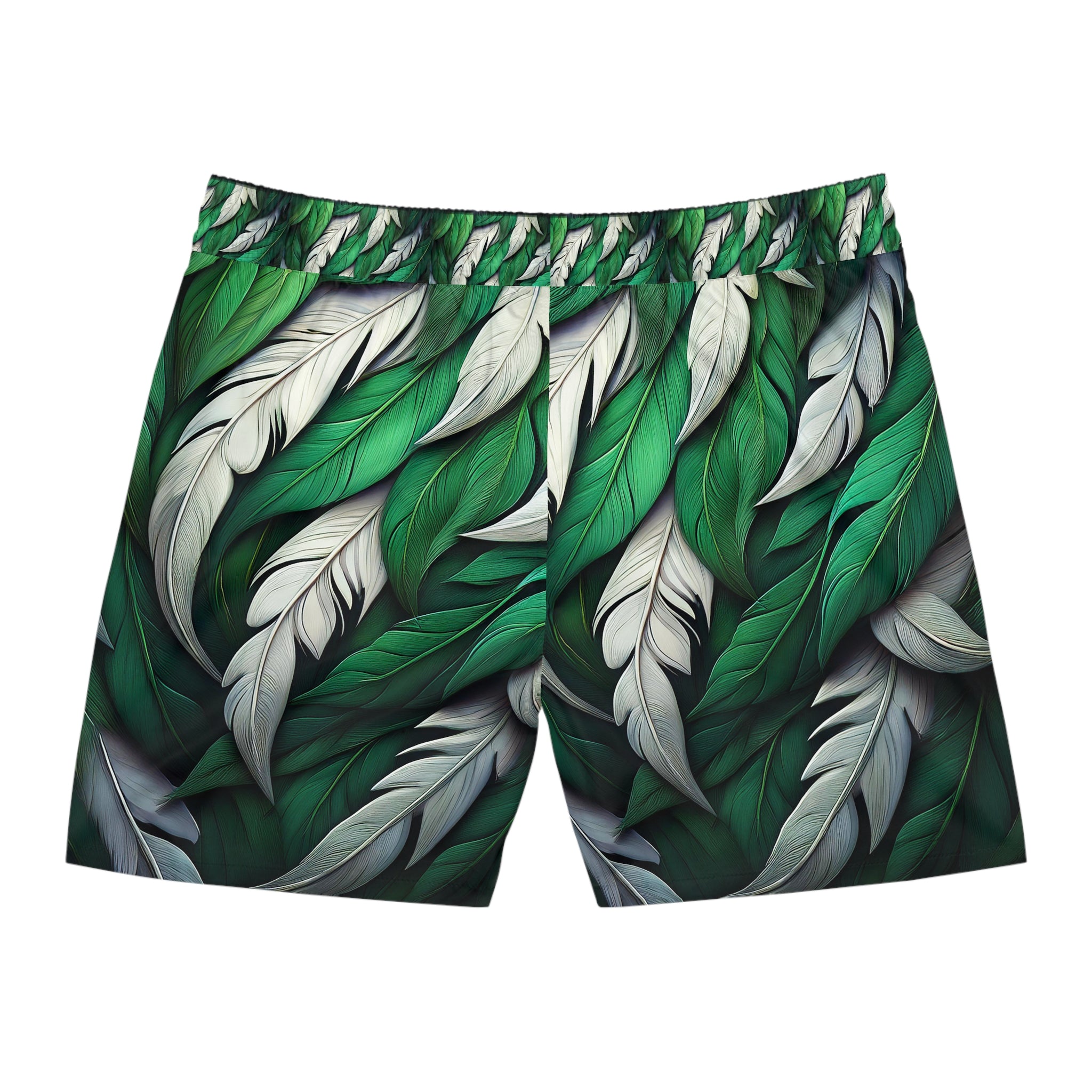 Green White Feathers Multi-Sport Shorts