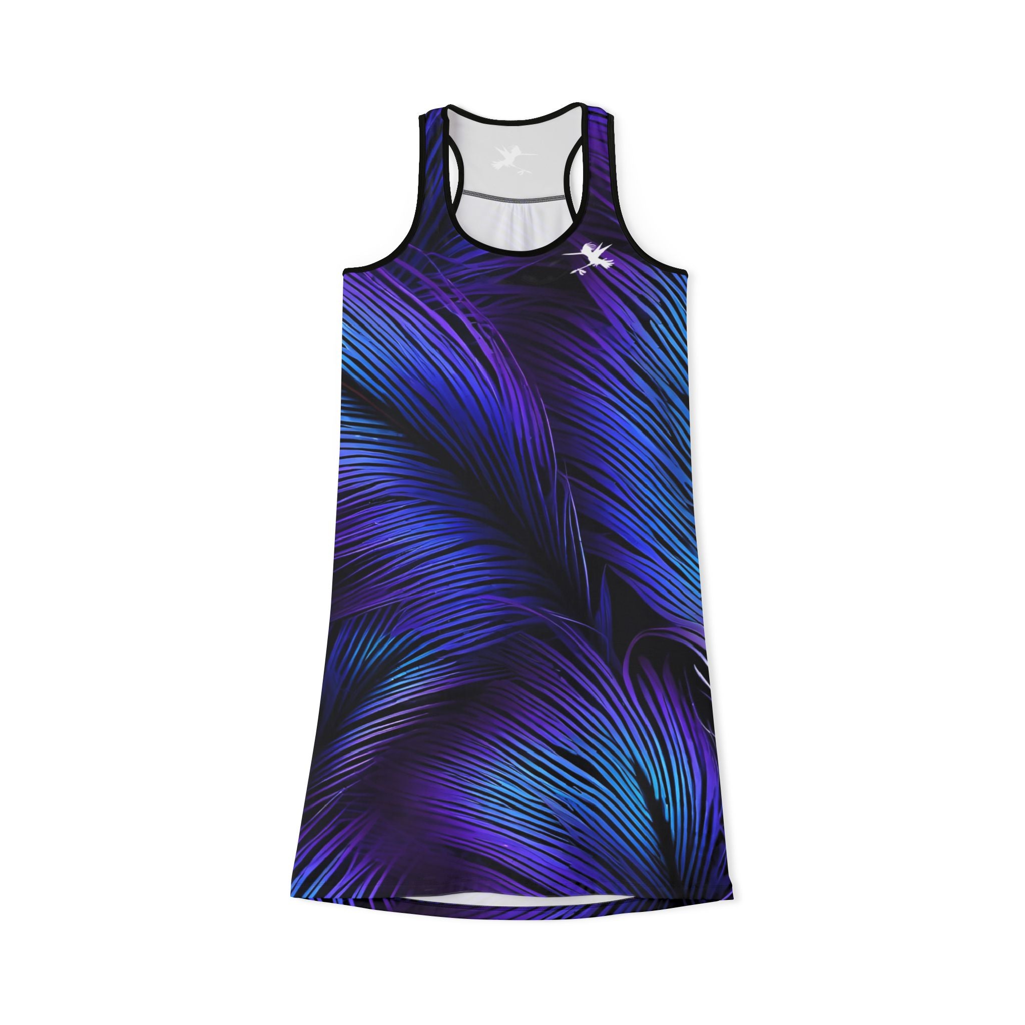 Purple Blue Feathers Spear Racerback Dress