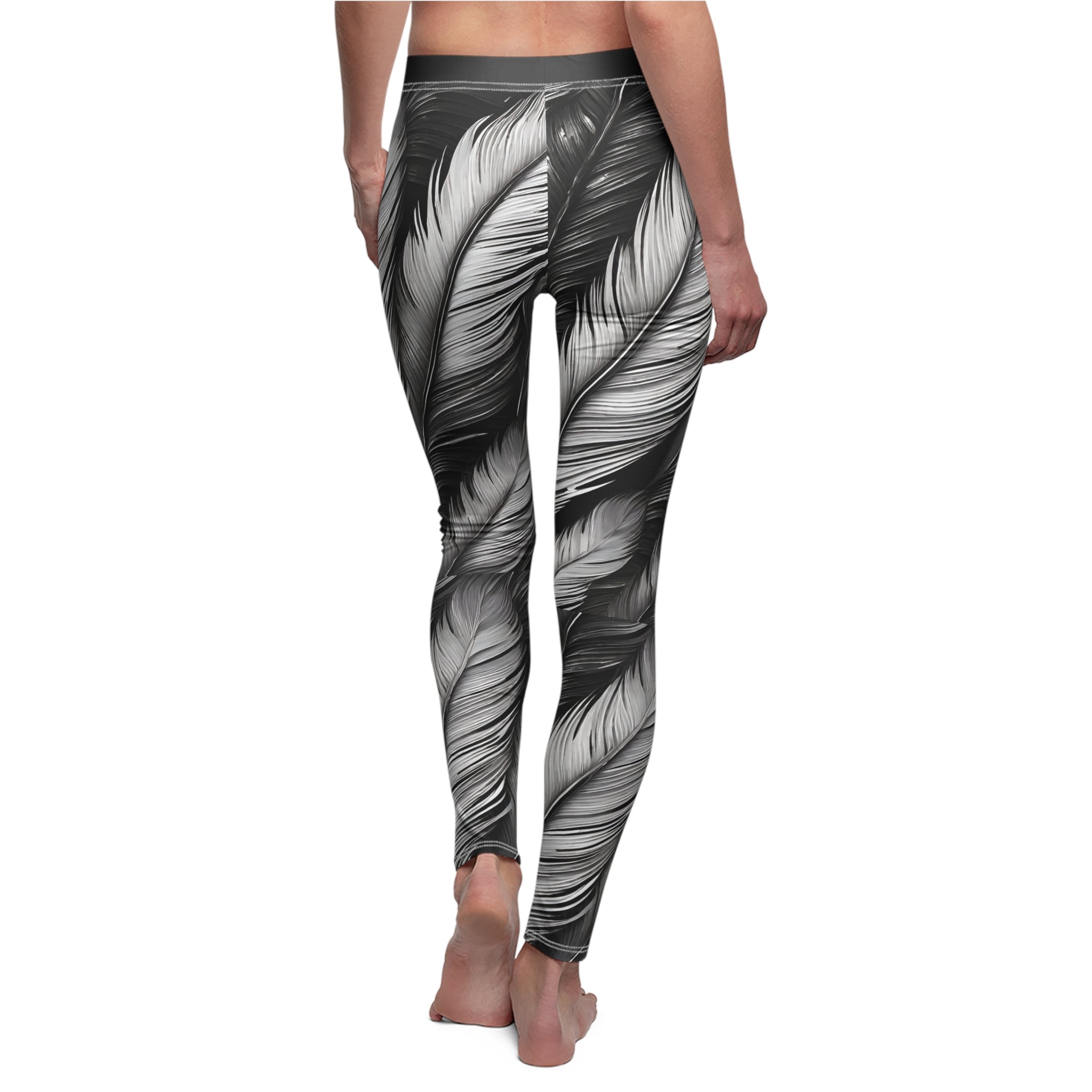 White Tribal Feathers Leggings