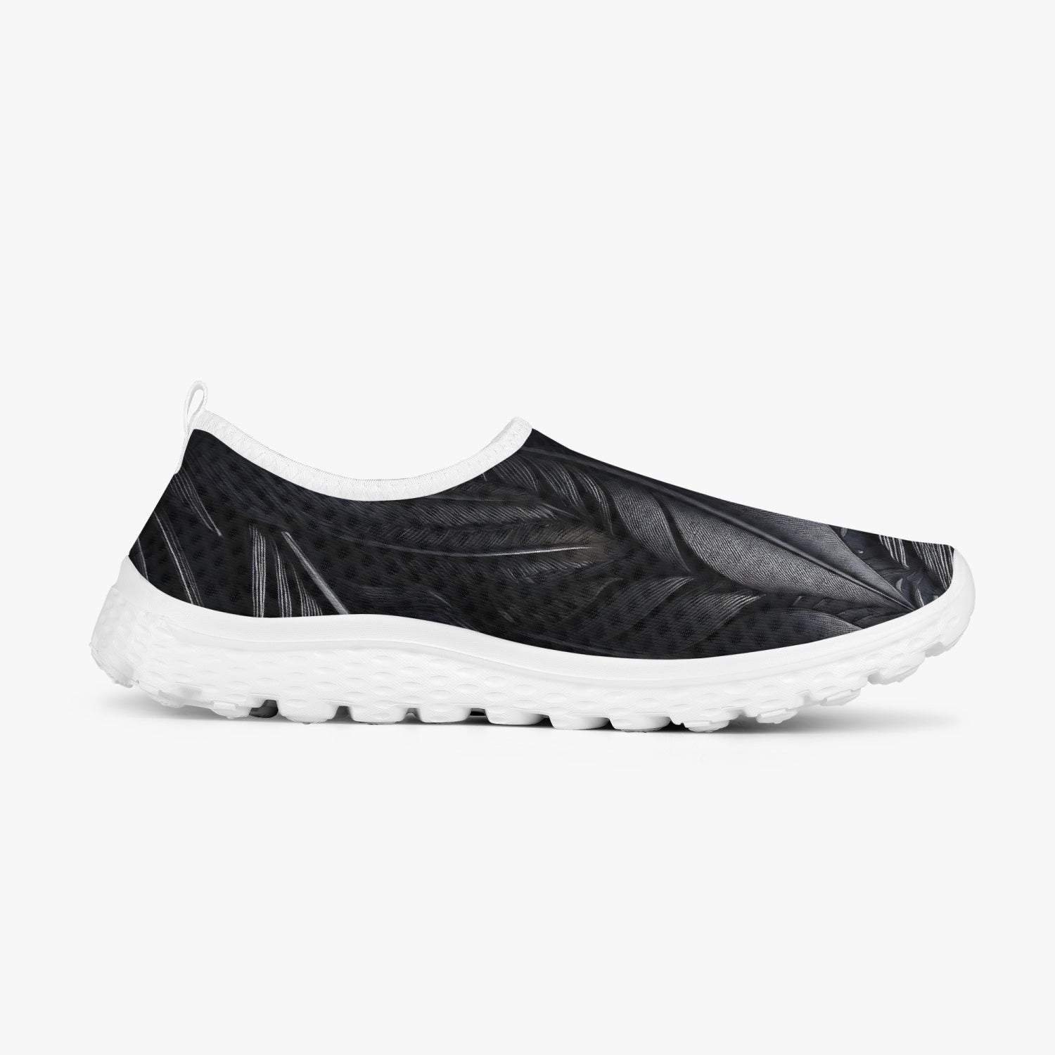 Black Tribal Feathers Women's Slip-On Mesh Running Shoes