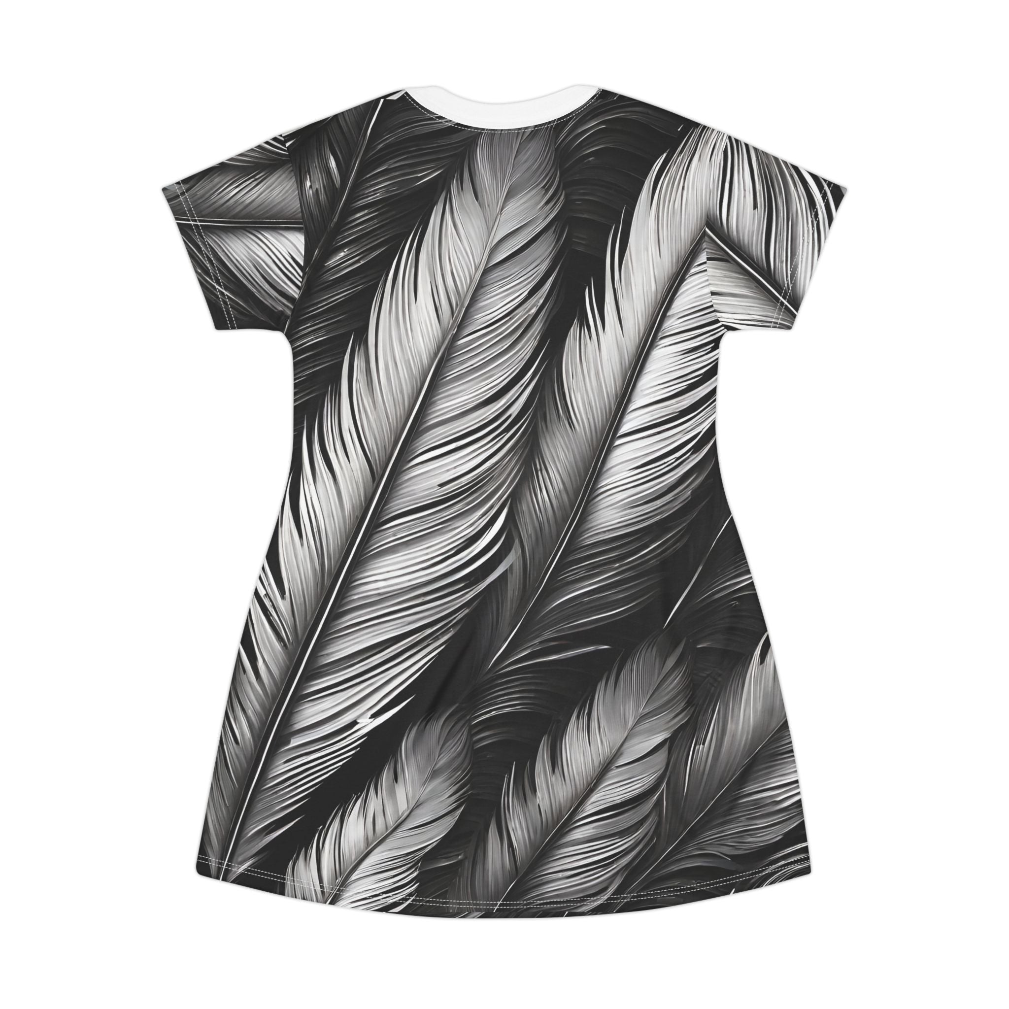 White Tribal Feathers Diamond Ring T-Shirt Dress