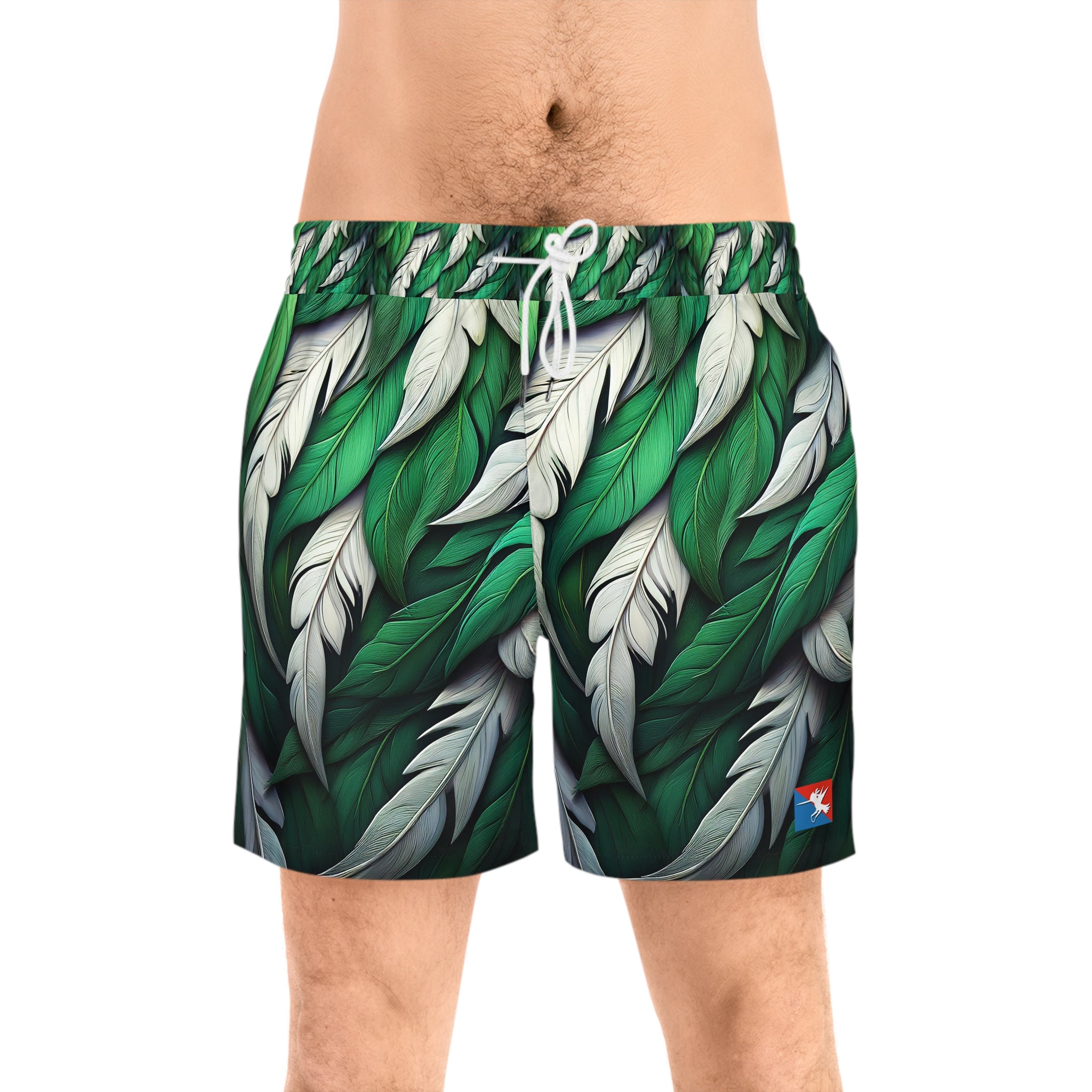 Green White Feathers Multi-Sport Shorts