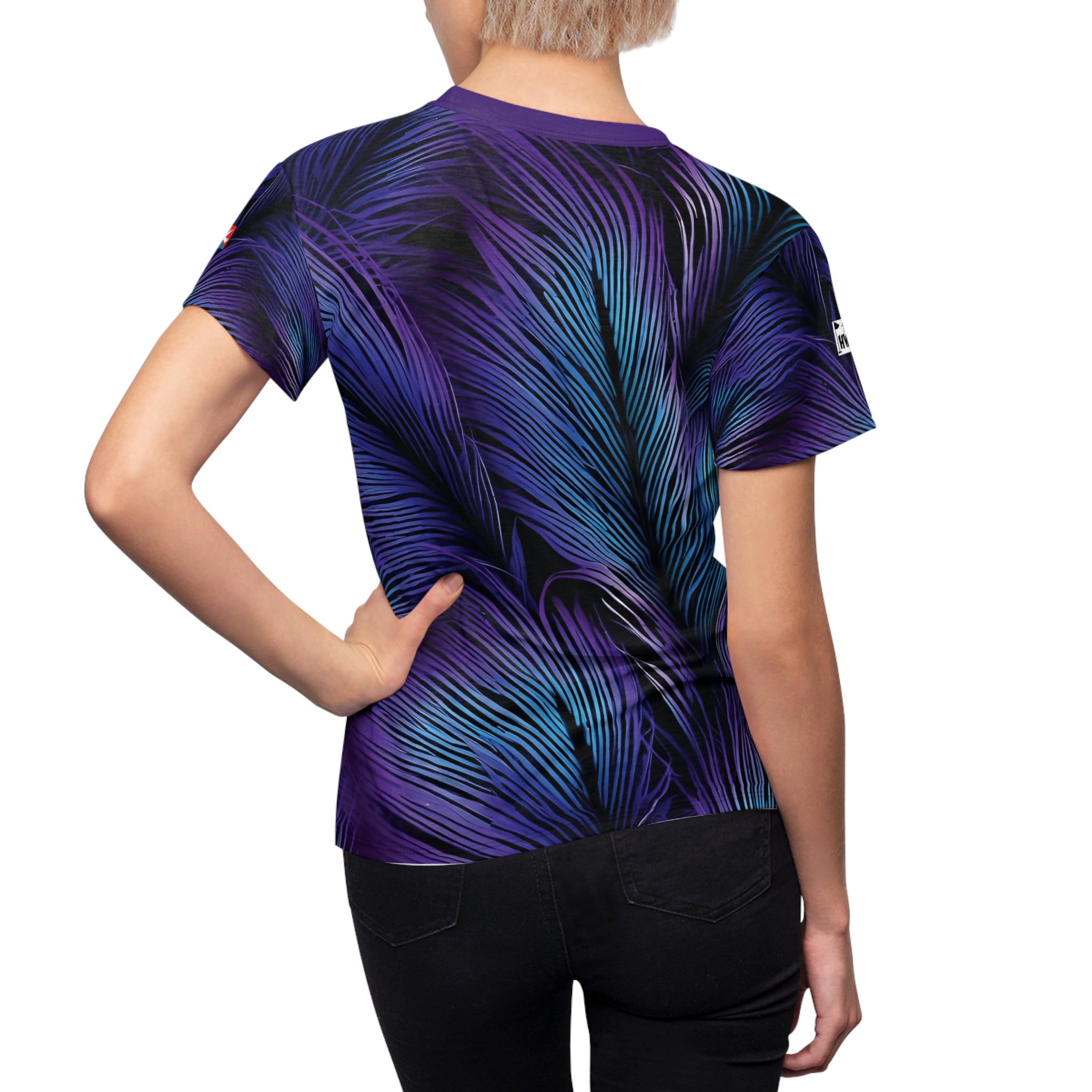 Purple Blue Feathers Golf Performance Tee