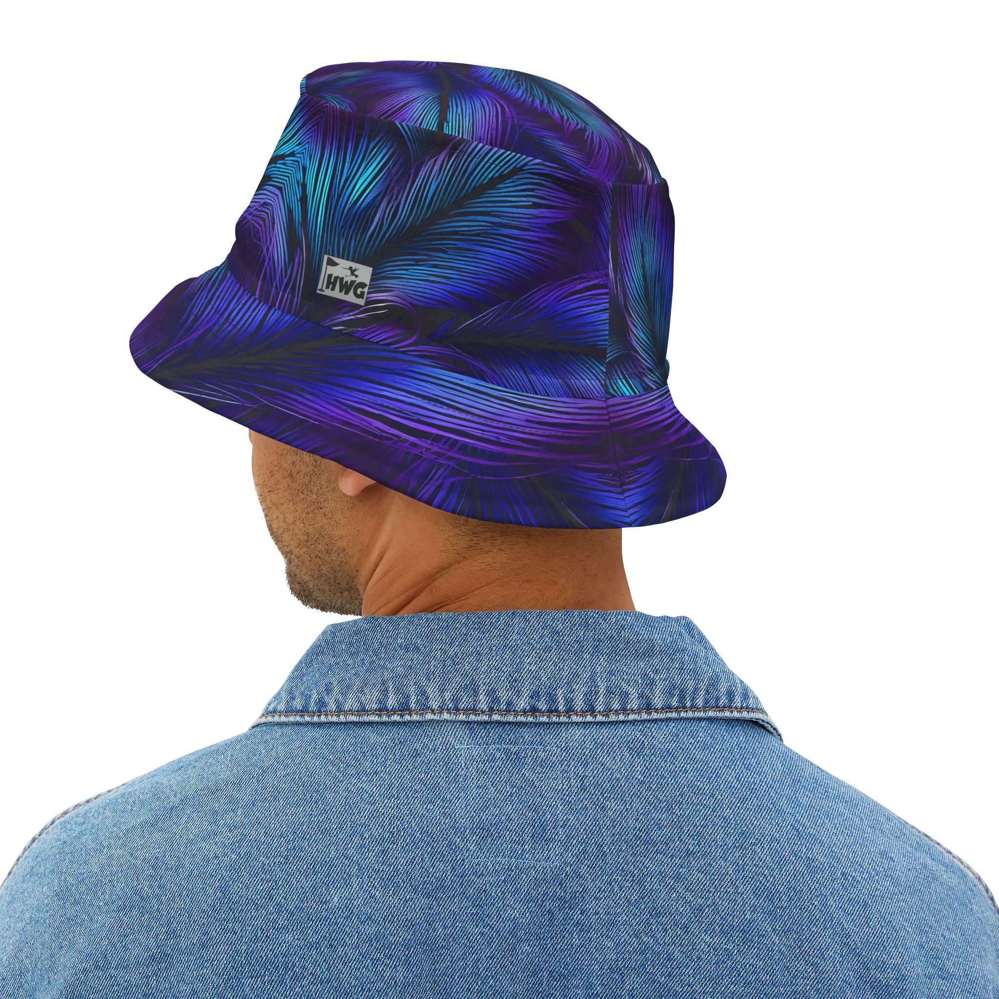 Purple Blue Feathers Golf Bucket Hat