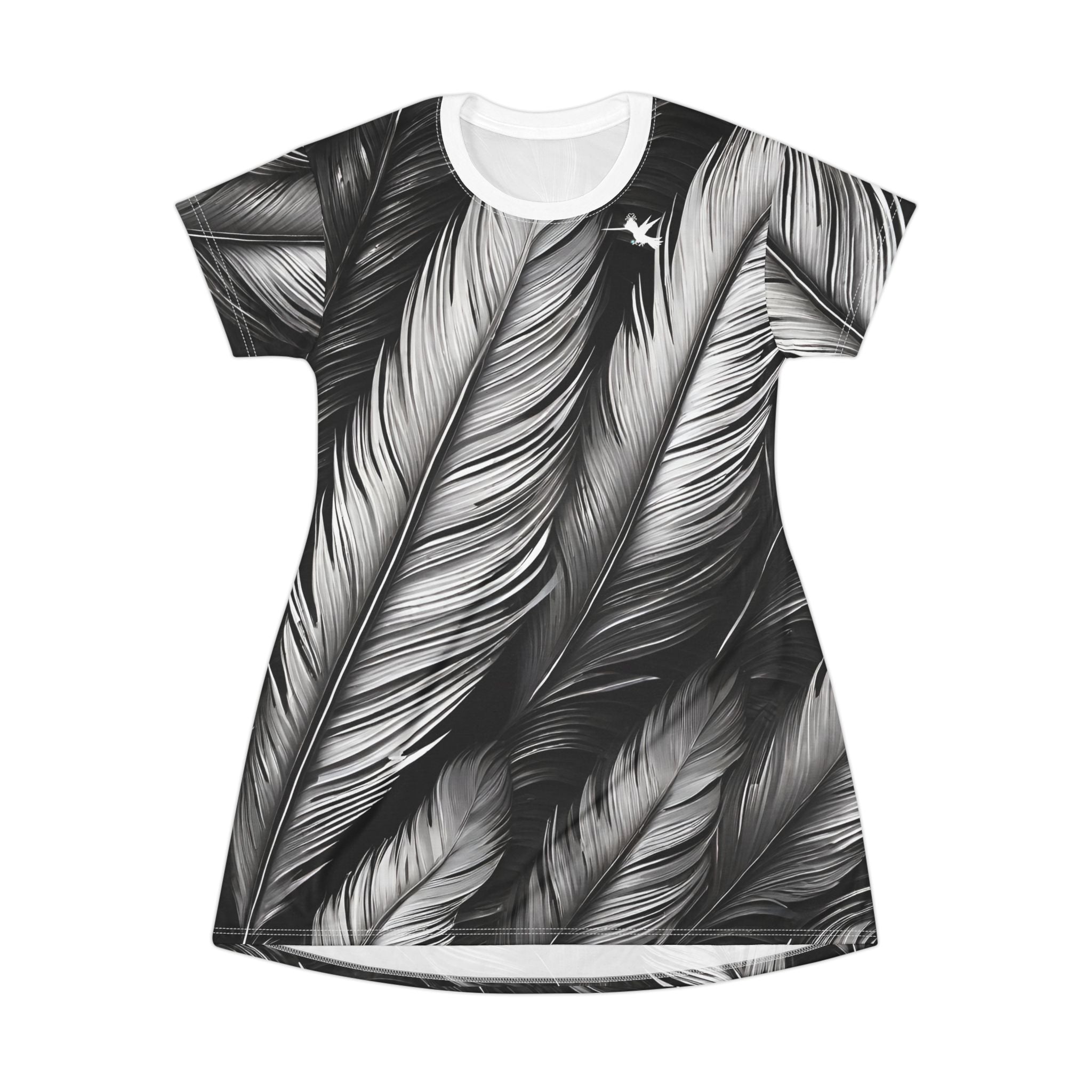 White Tribal Feathers Diamond Ring T-Shirt Dress