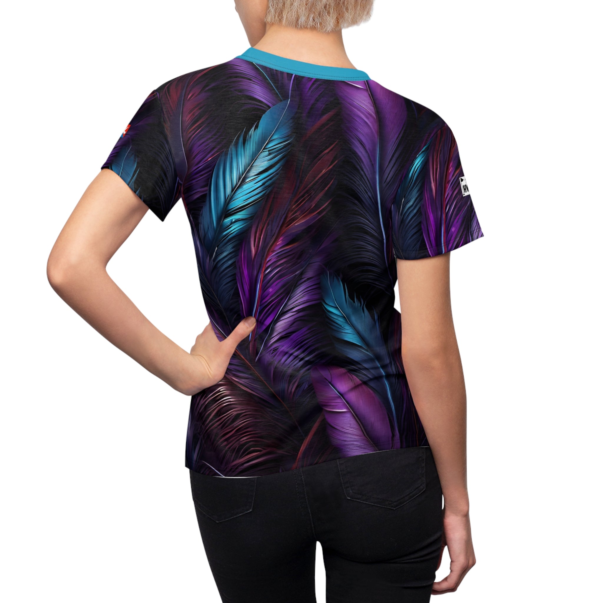 Teal Purple Feathers Women's Performance Tee