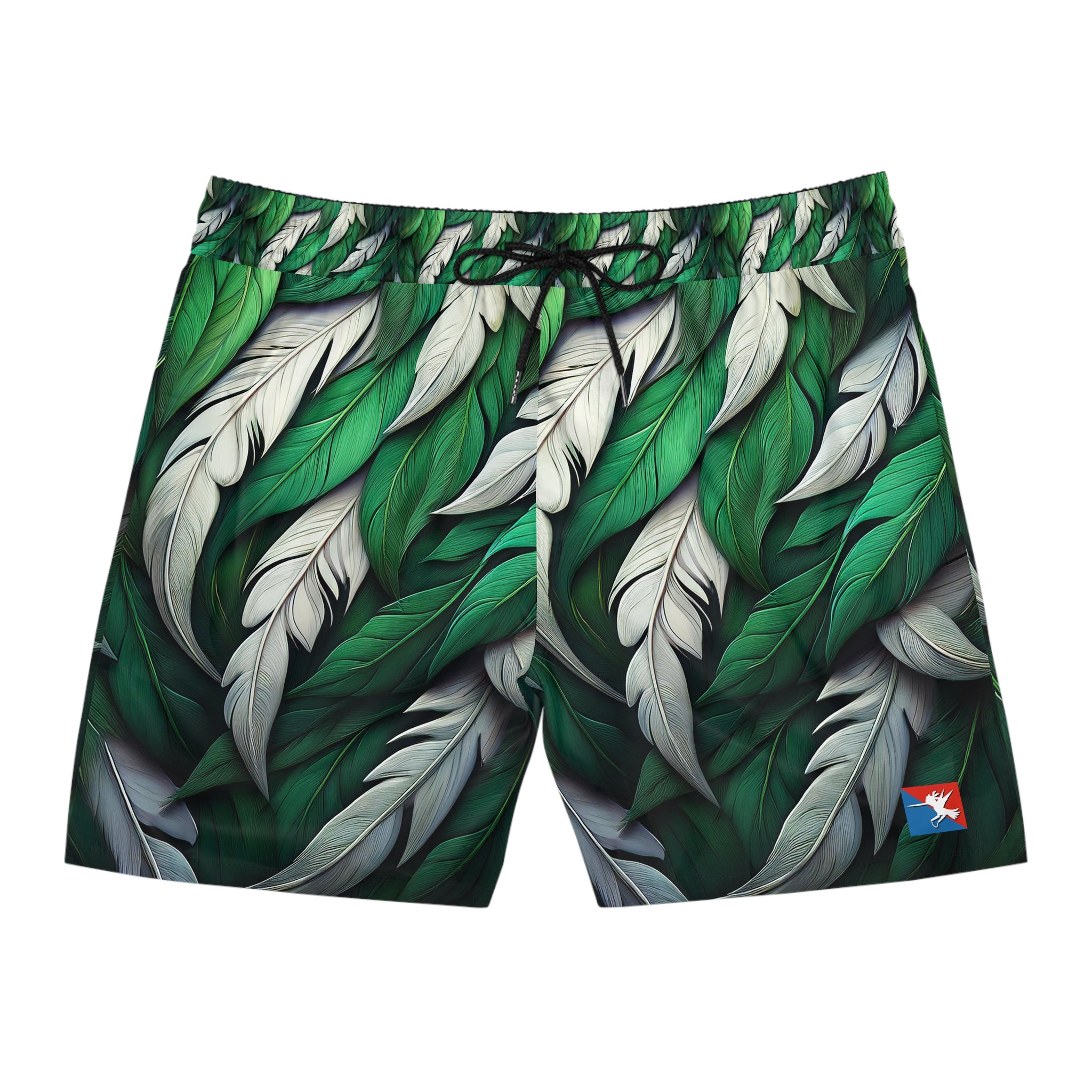 Green White Feathers Multi-Sport Shorts