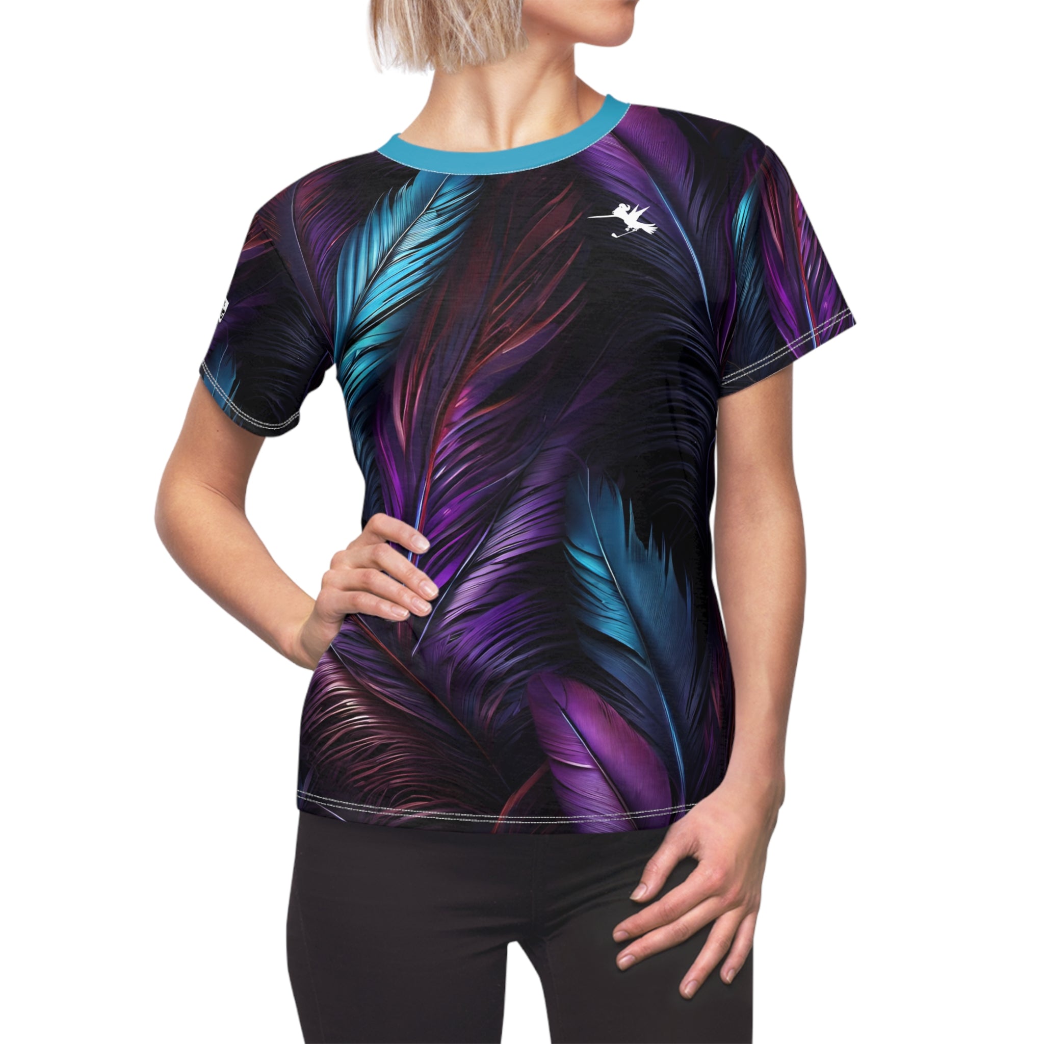 Teal Purple Feathers Women's Performance Tee