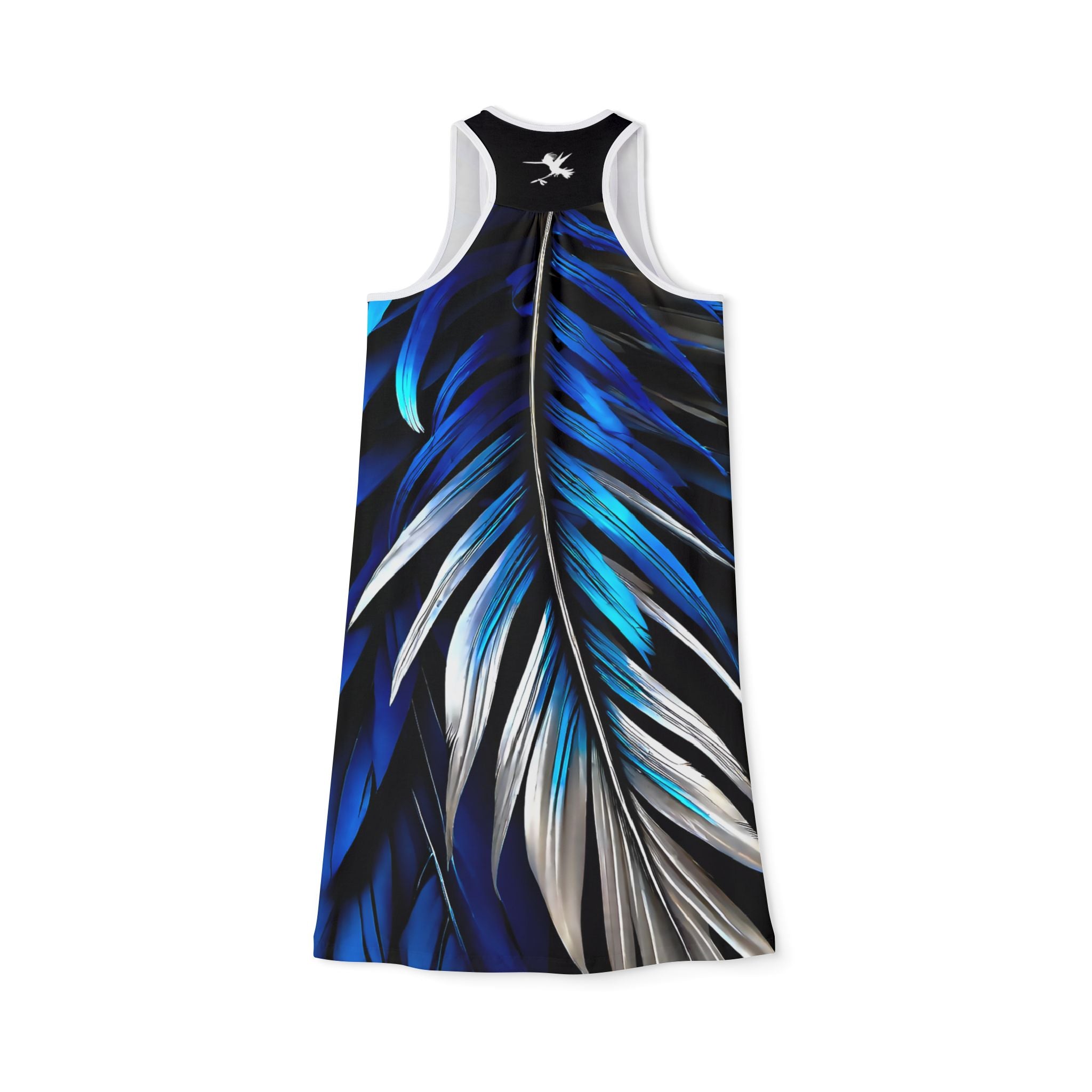 Blue White Feathers Spear Racerback Dress