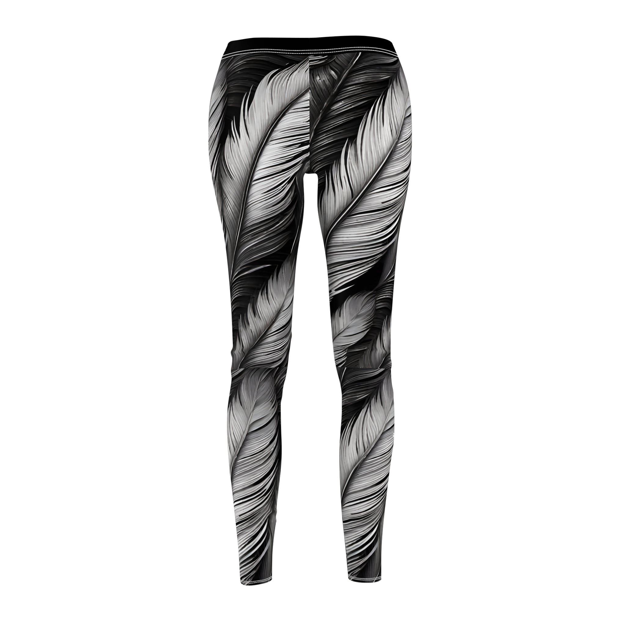 White Tribal Feathers Leggings