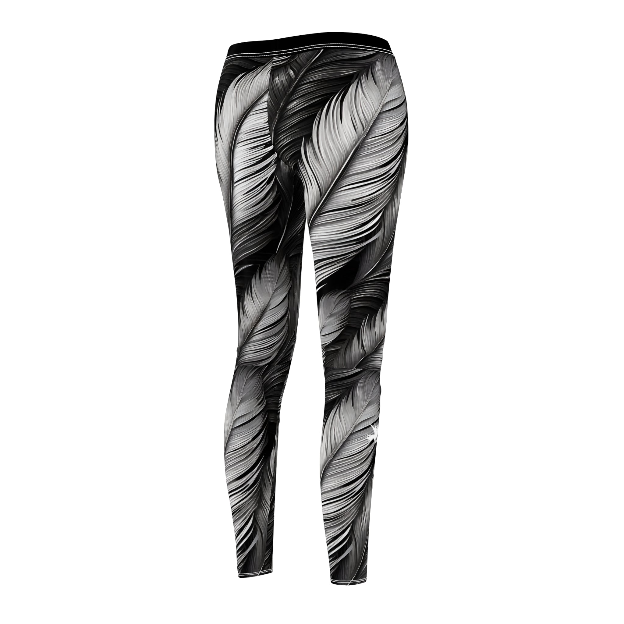 White Tribal Feathers Leggings