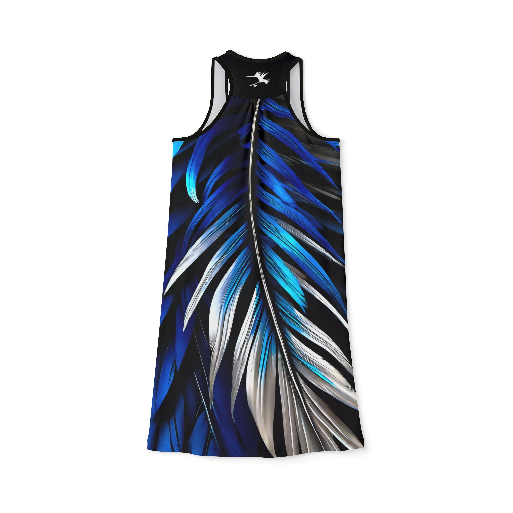 Blue White Feathers Spear Racerback Dress