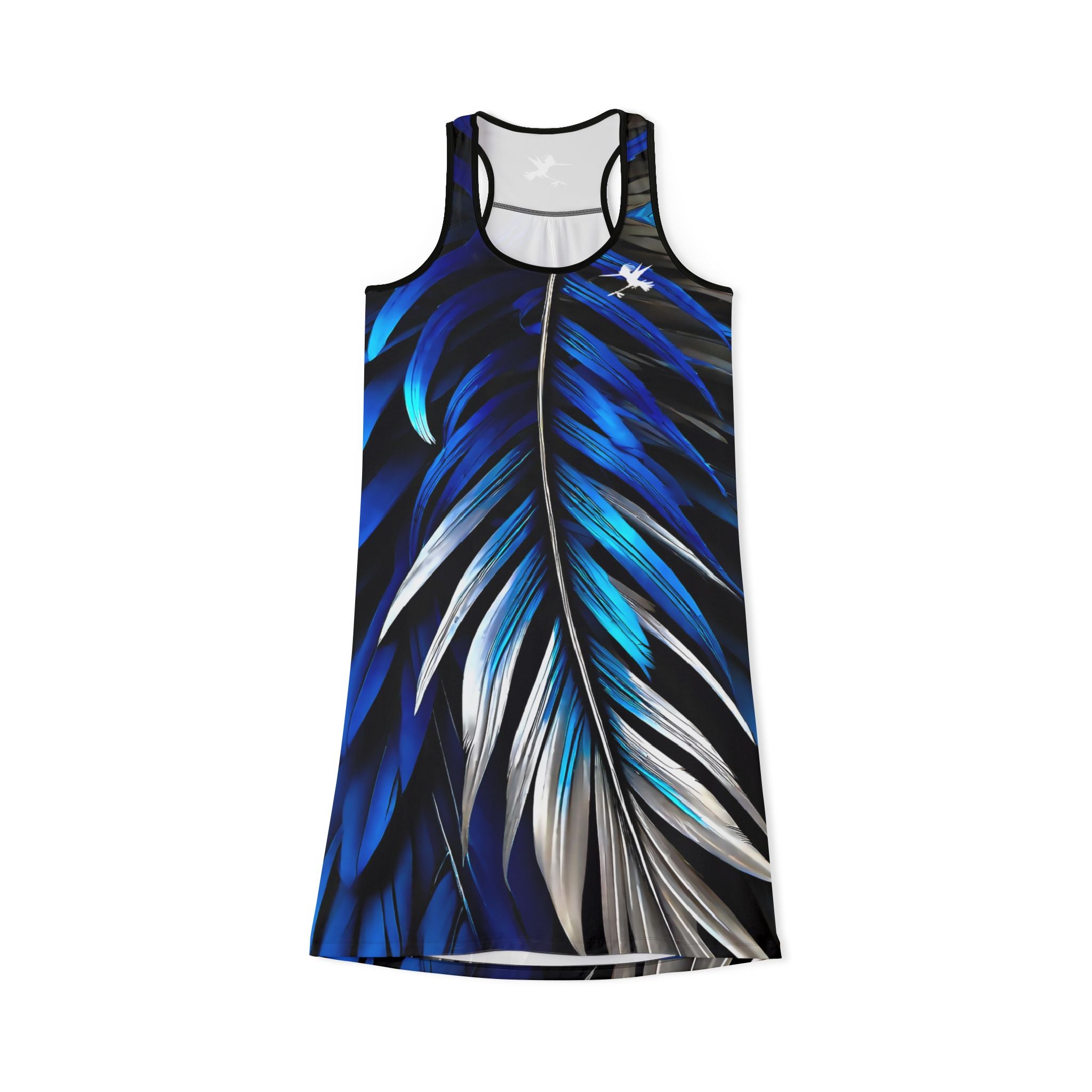 Blue White Feathers Spear Racerback Dress