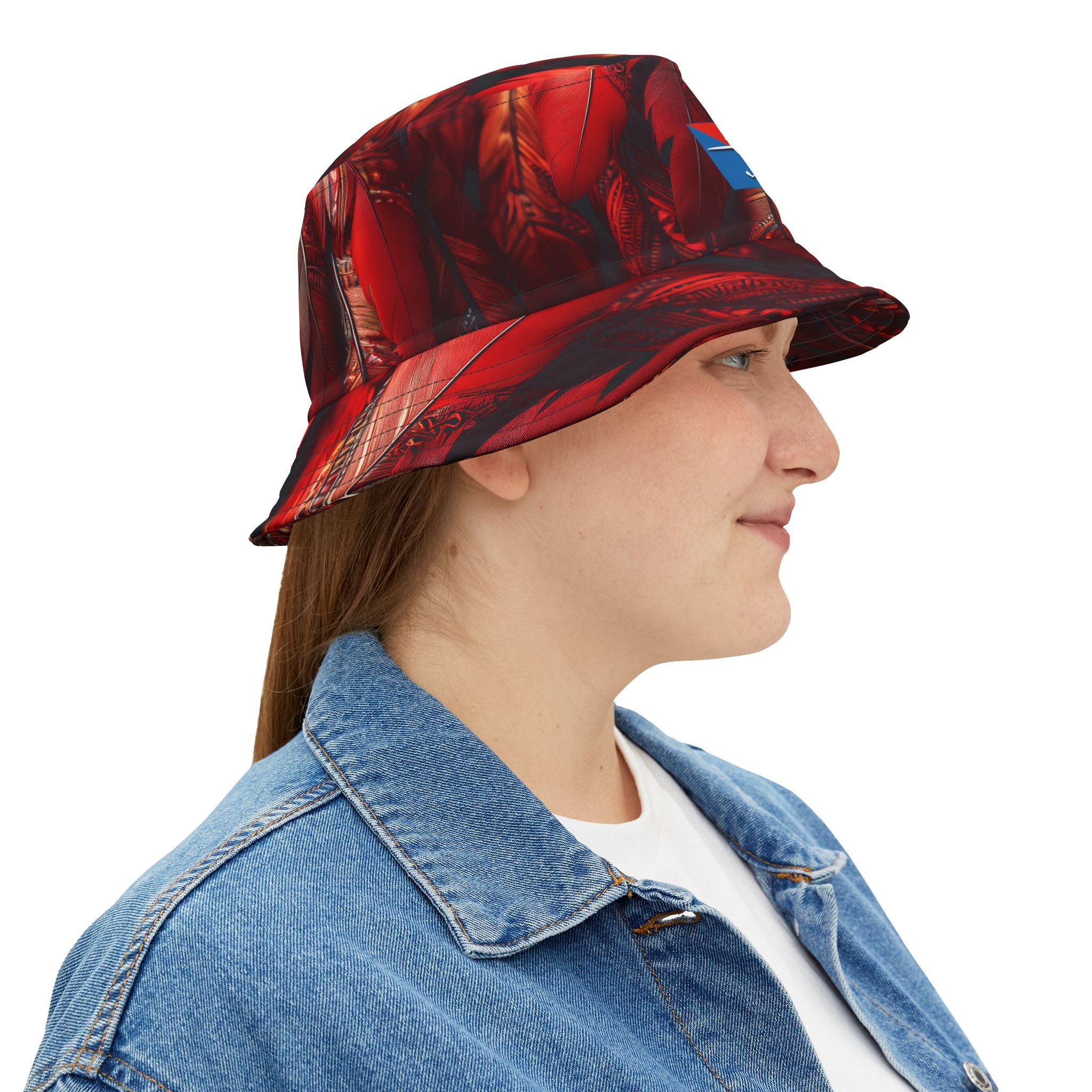 Red Tribal Feathers Golf Bucket Hat