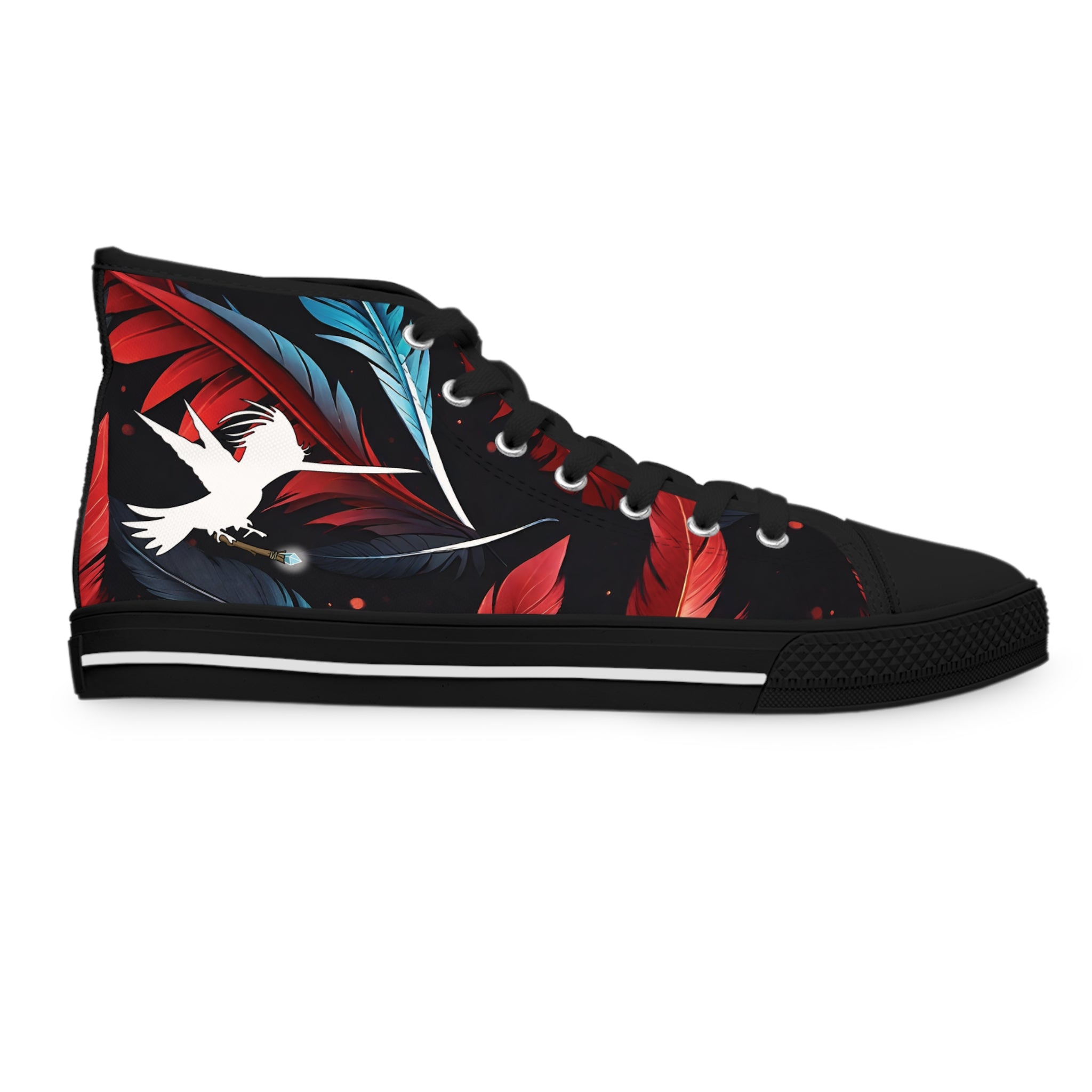 Red Party Feathers Wizard Wand Women's High Top Sneakers