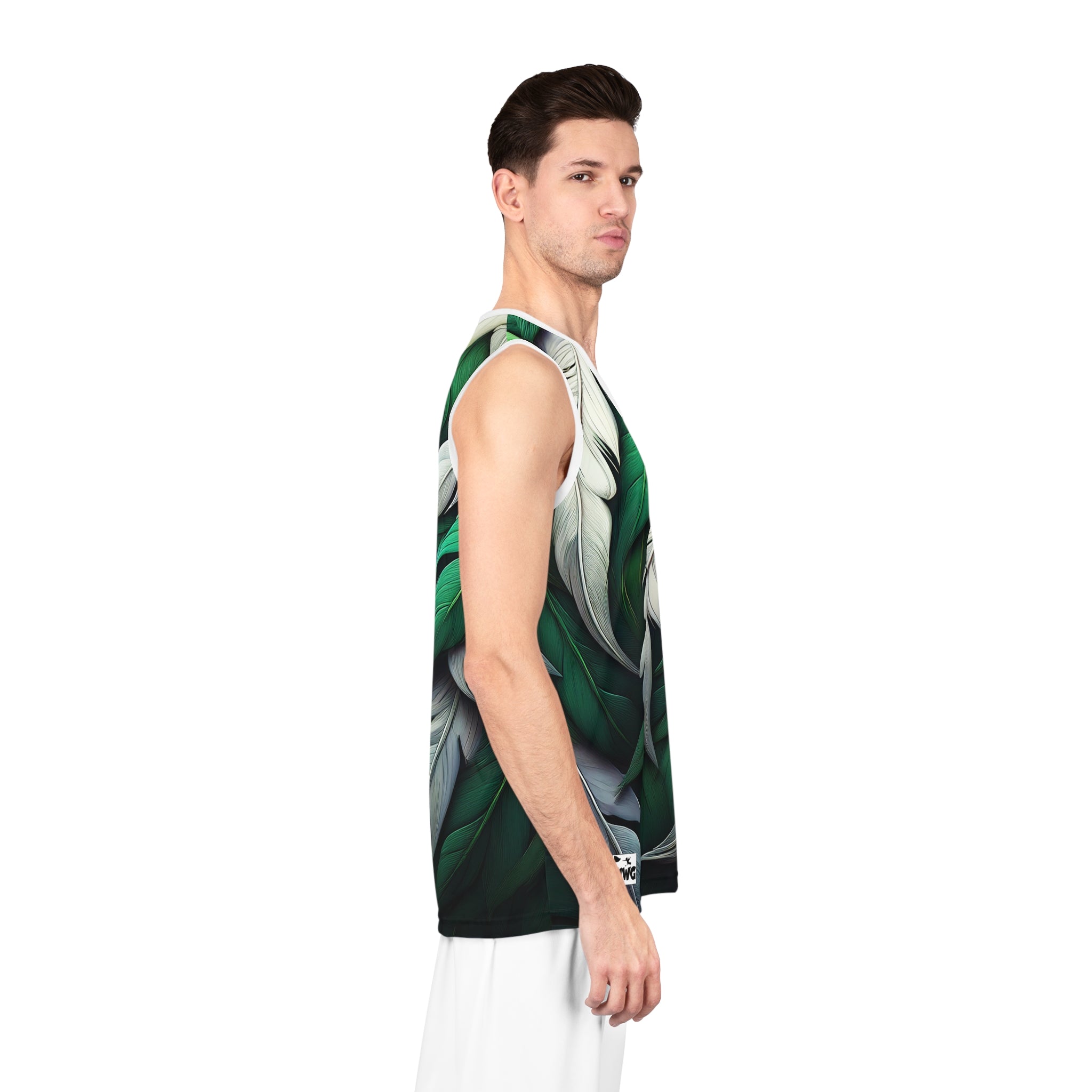 Green White Feathers Golf Tank