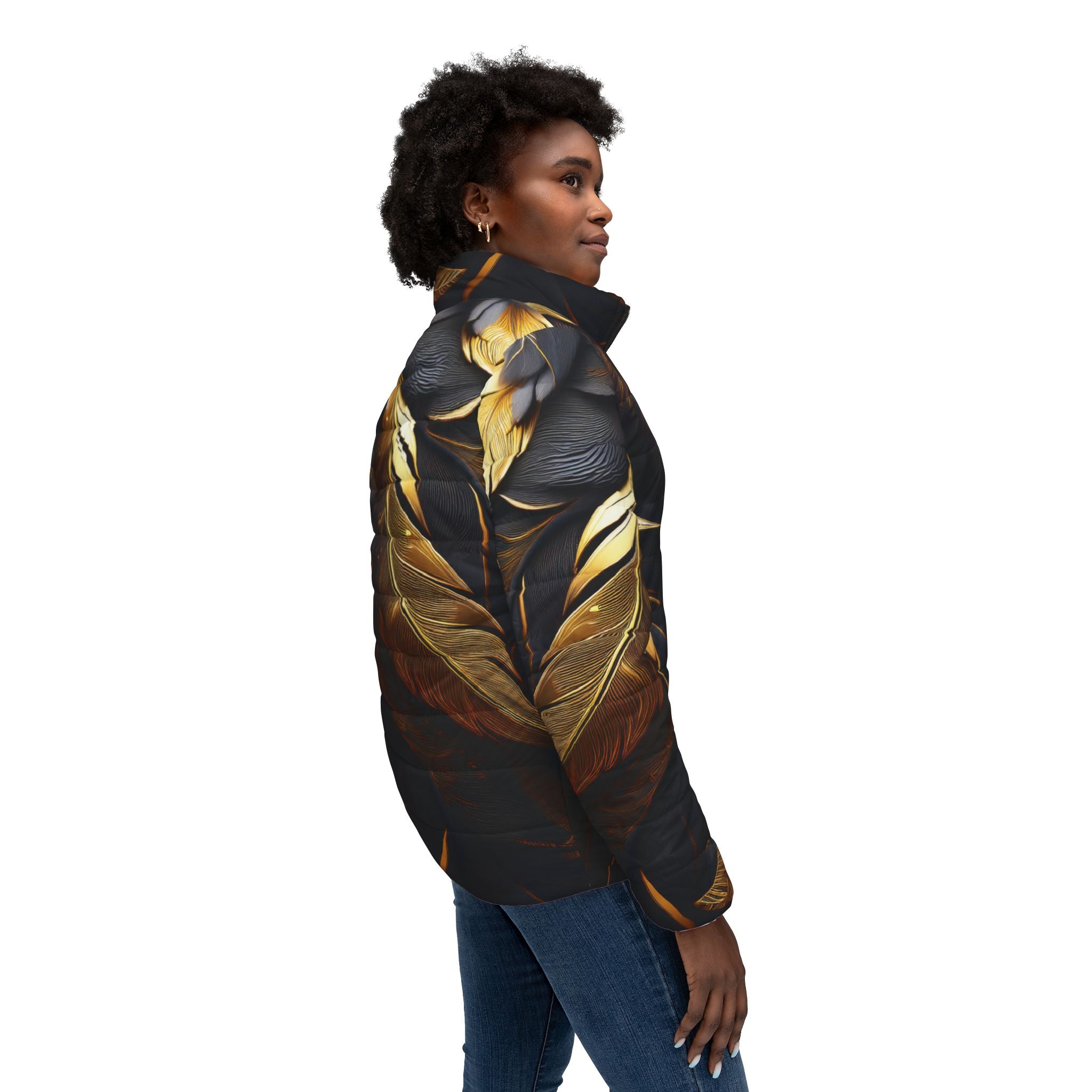 Golden Feathers Women's Puffer Jacket