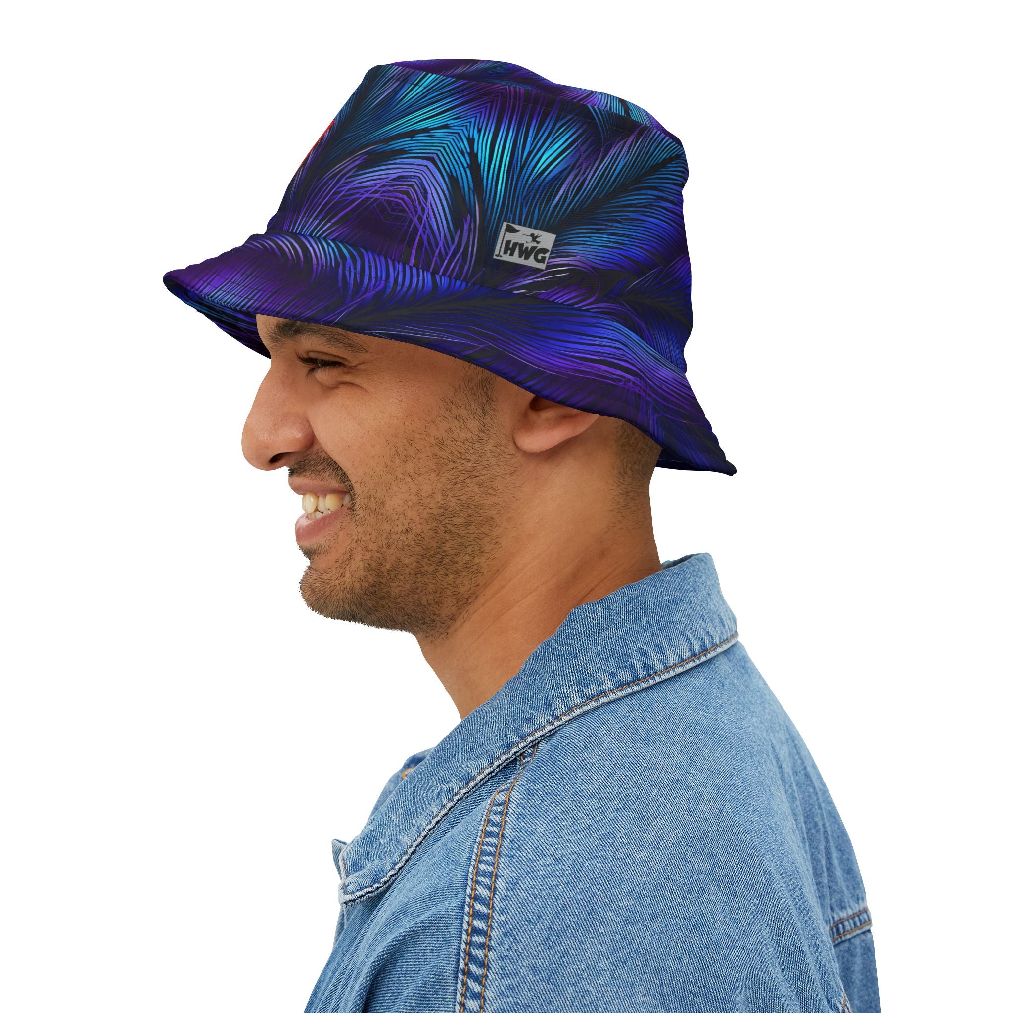 Purple Blue Feathers Golf Bucket Hat