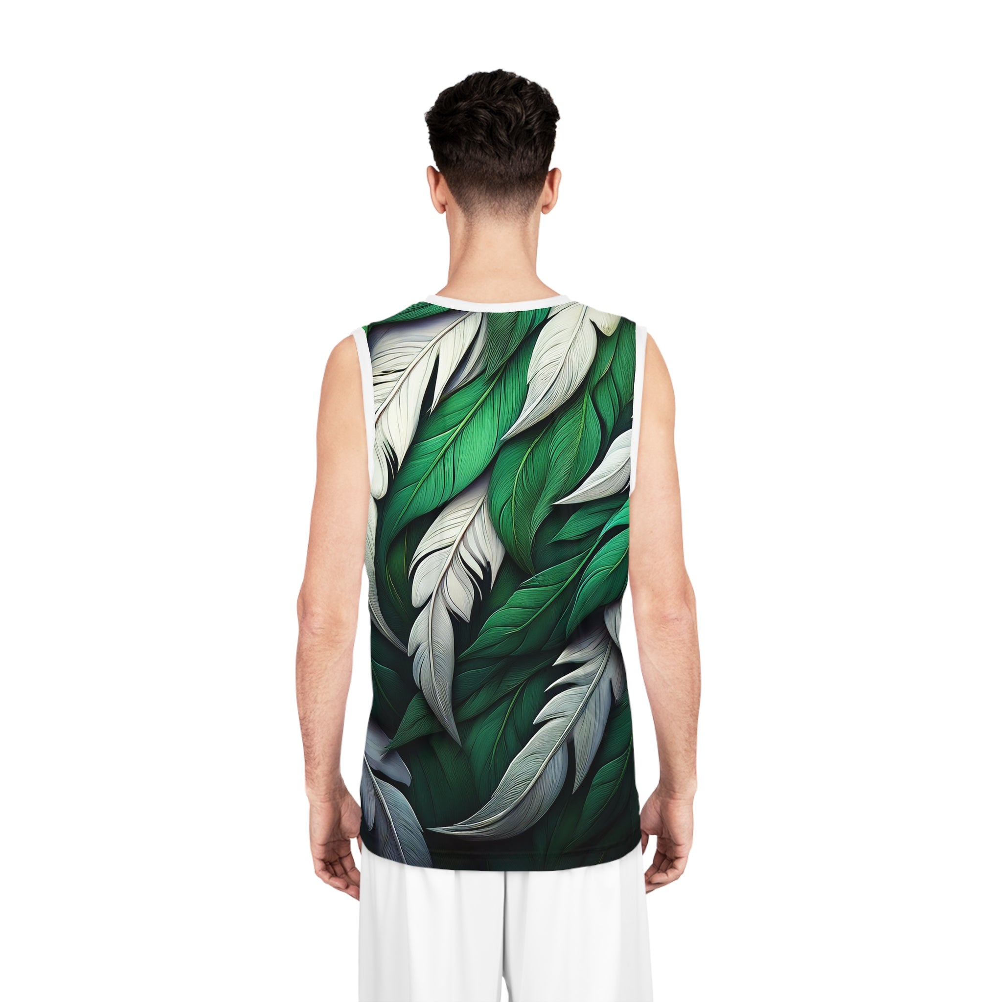 Green White Feathers Golf Tank