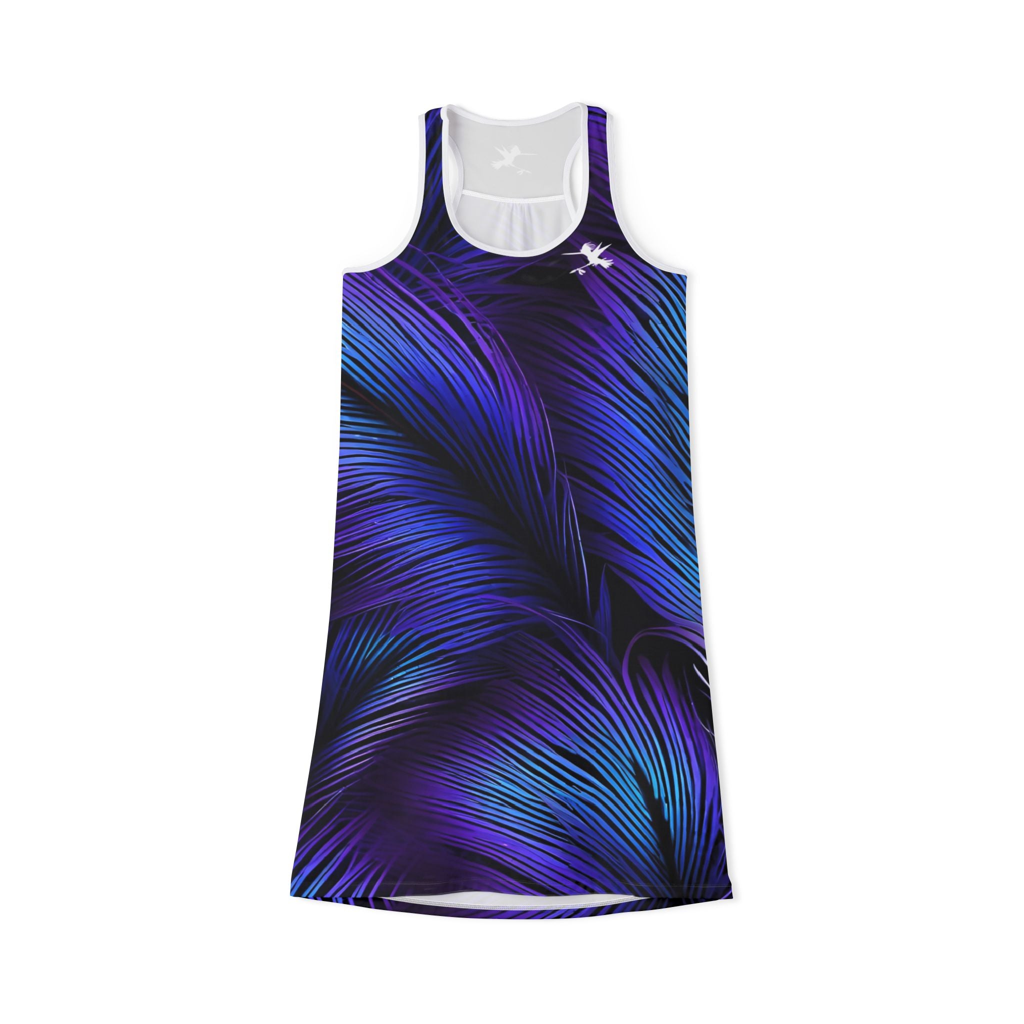 Purple Blue Feathers Spear Racerback Dress