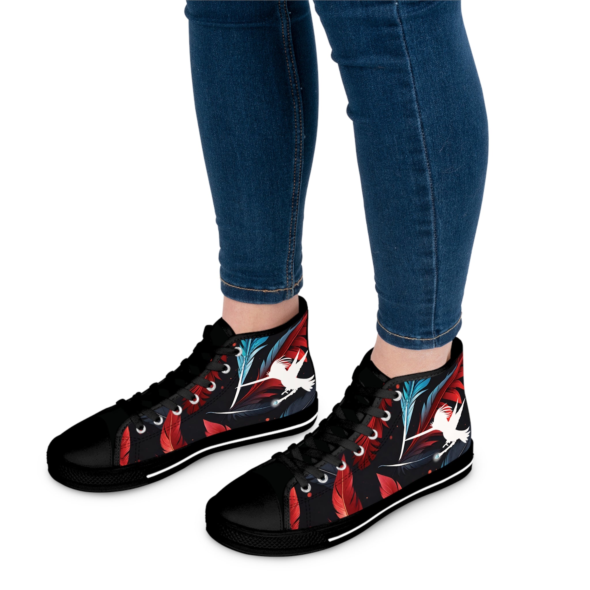 Red Party Feathers Wizard Wand Women's High Top Sneakers