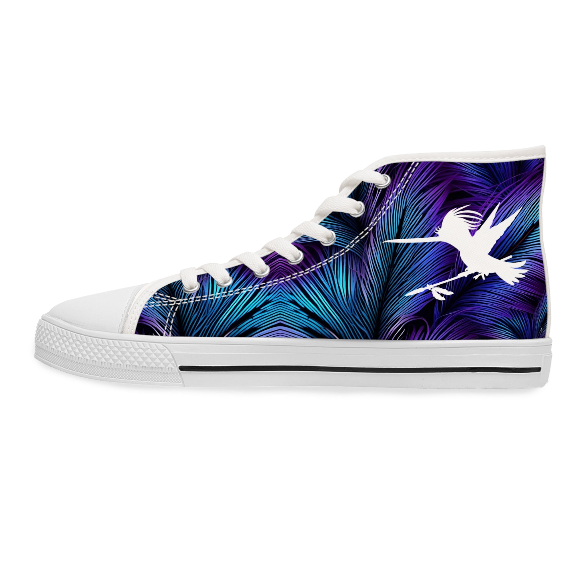 Purple Blue Feathers Spear Women's High Top Sneakers