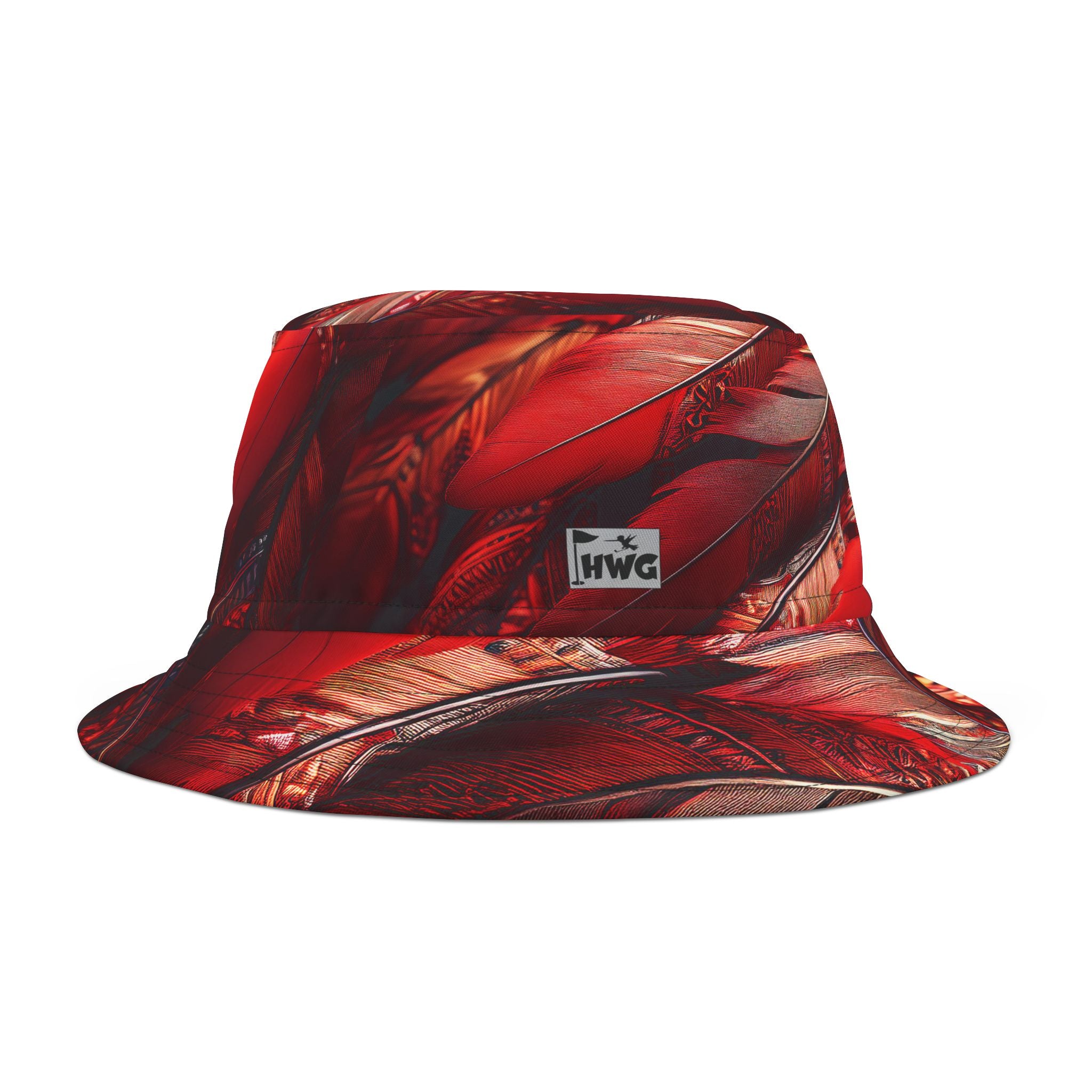 Red Tribal Feathers Golf Bucket Hat