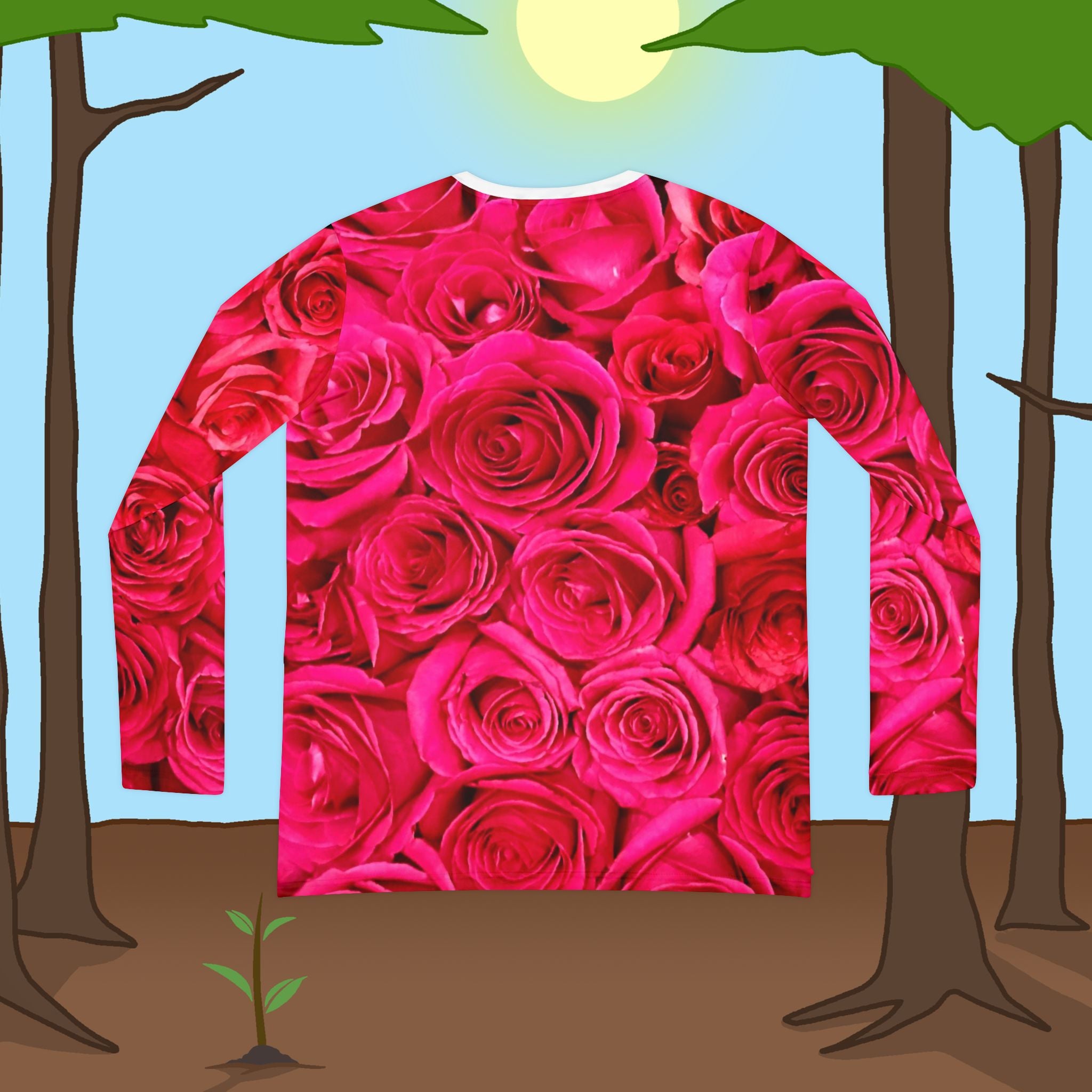 Roses Diamond Ring  Long Sleeve V-neck