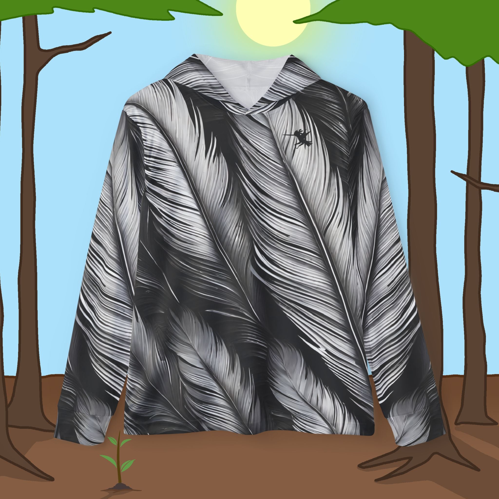 White Tribal Feathers Warmup Sports Hoodie