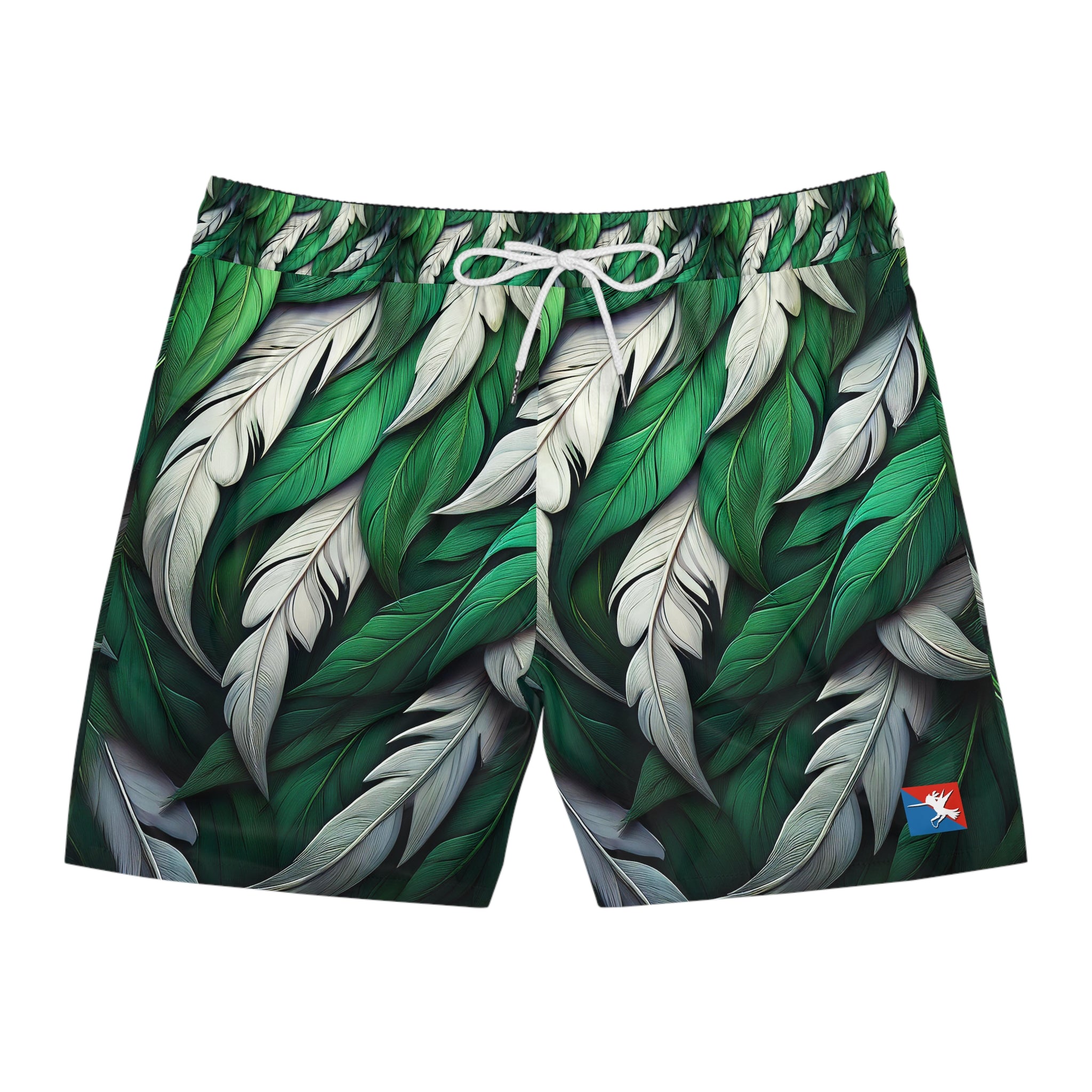 Green White Feathers Multi-Sport Shorts