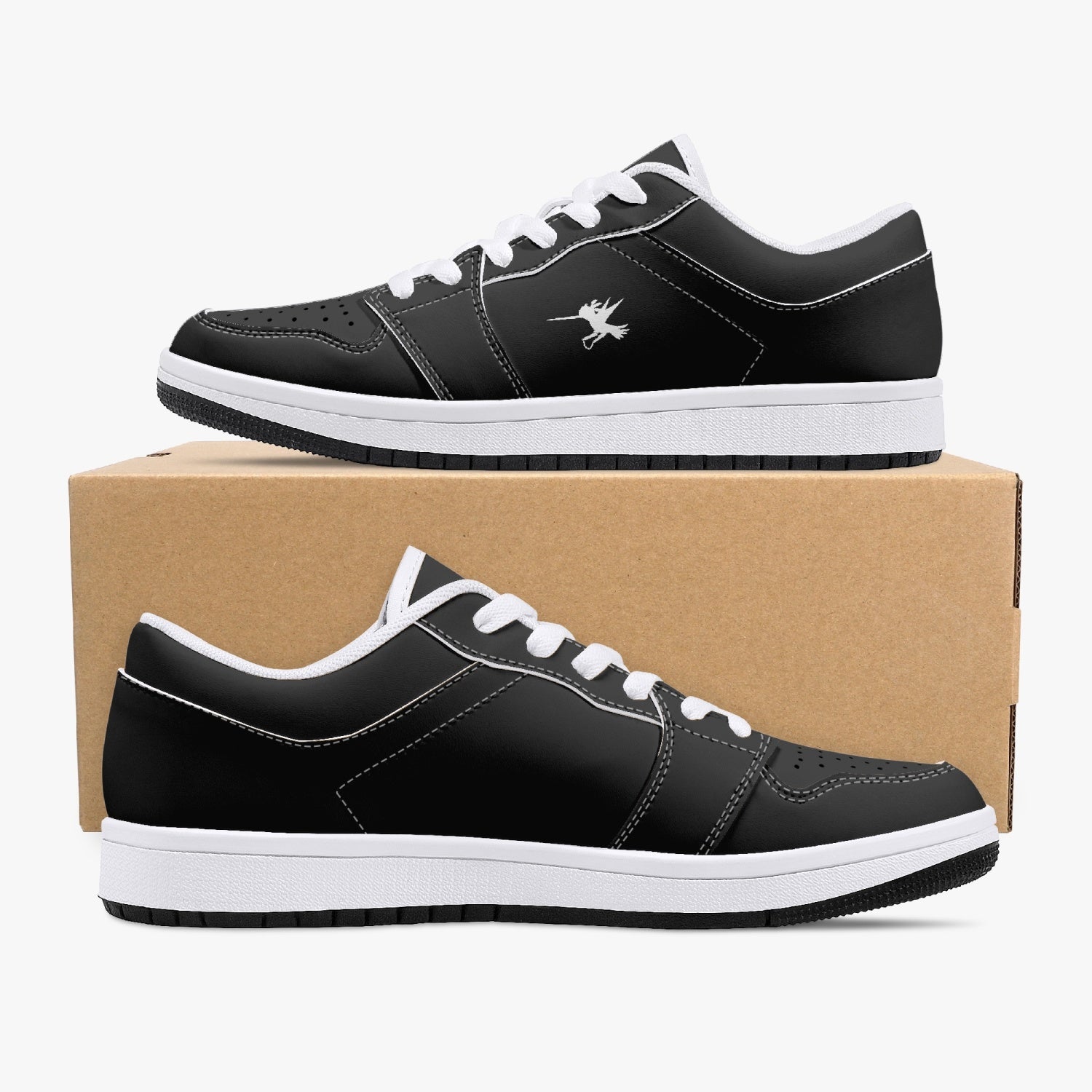 Black Nunchucks Low-Top Leather Sneakers