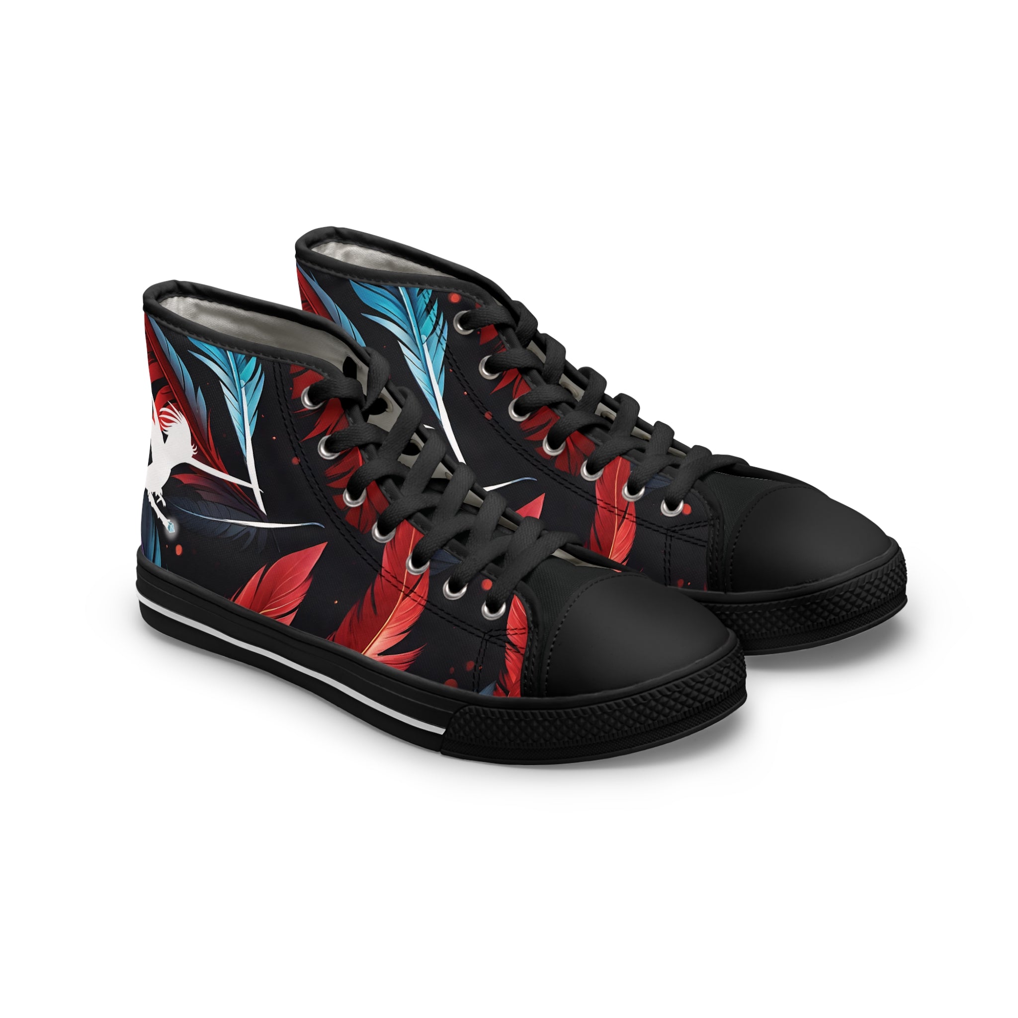 Red Party Feathers Wizard Wand Women's High Top Sneakers