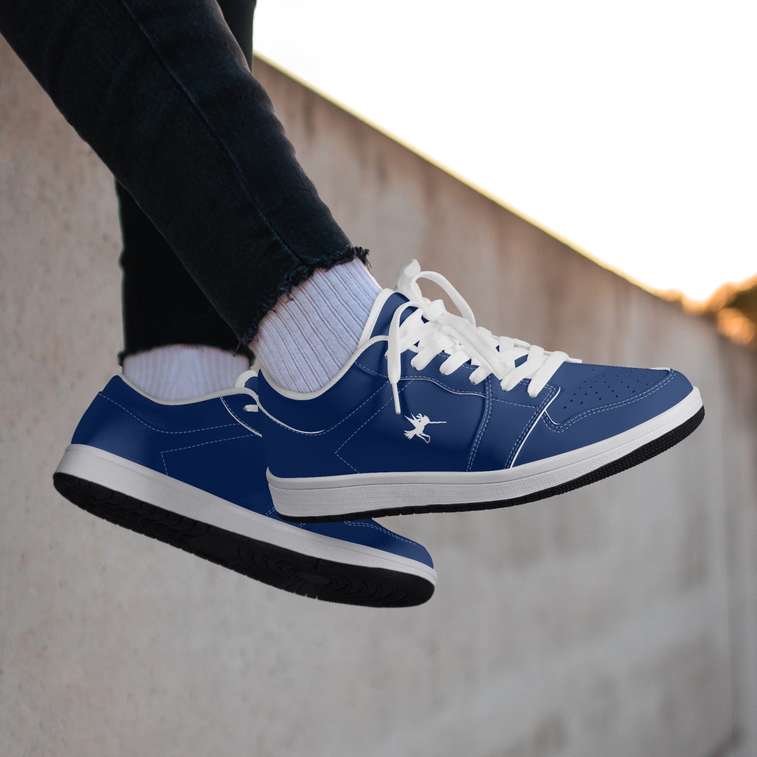 Blue Nunchucks Low-Top Leather Sneakers