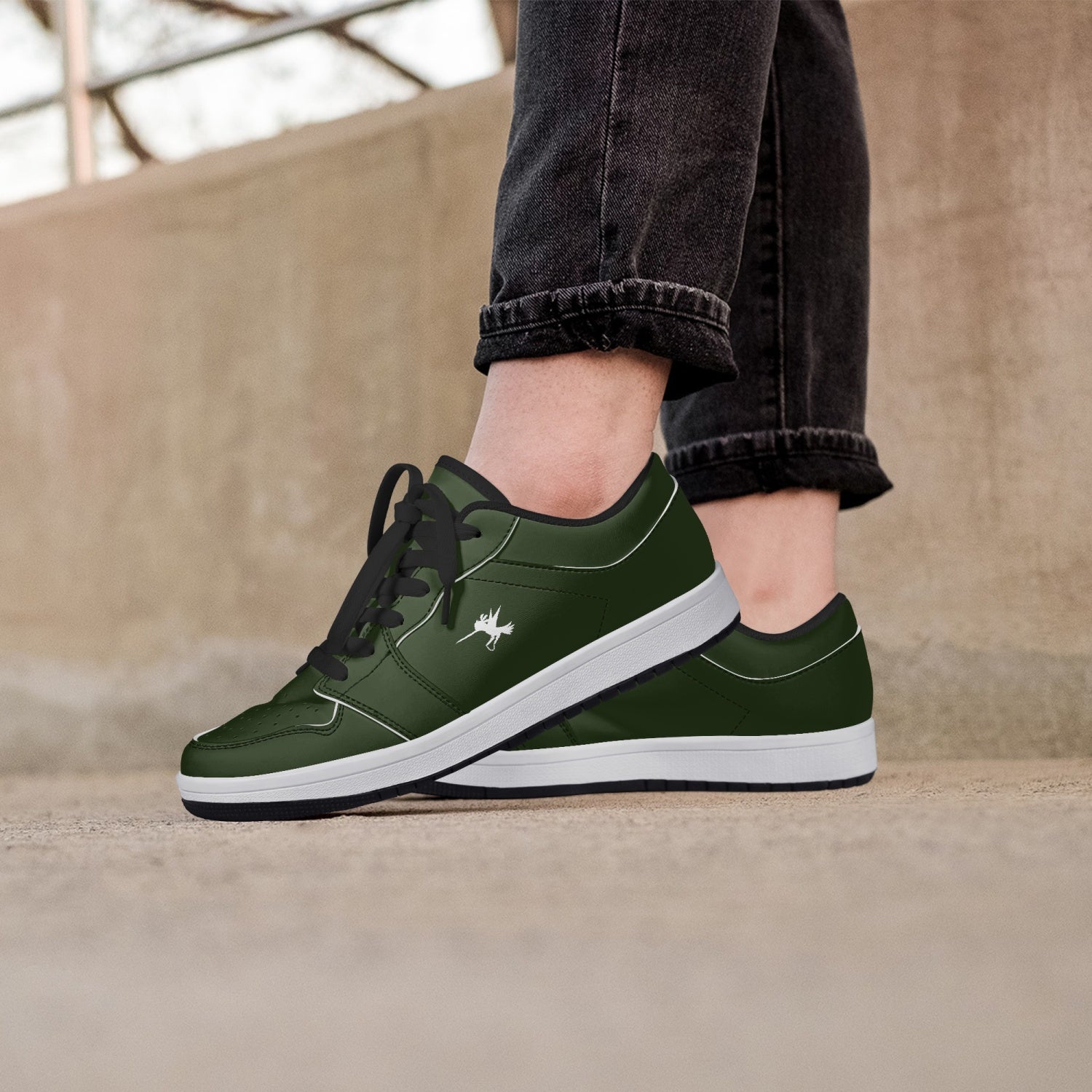 Green Nunchucks Low-Top Leather Sneakers