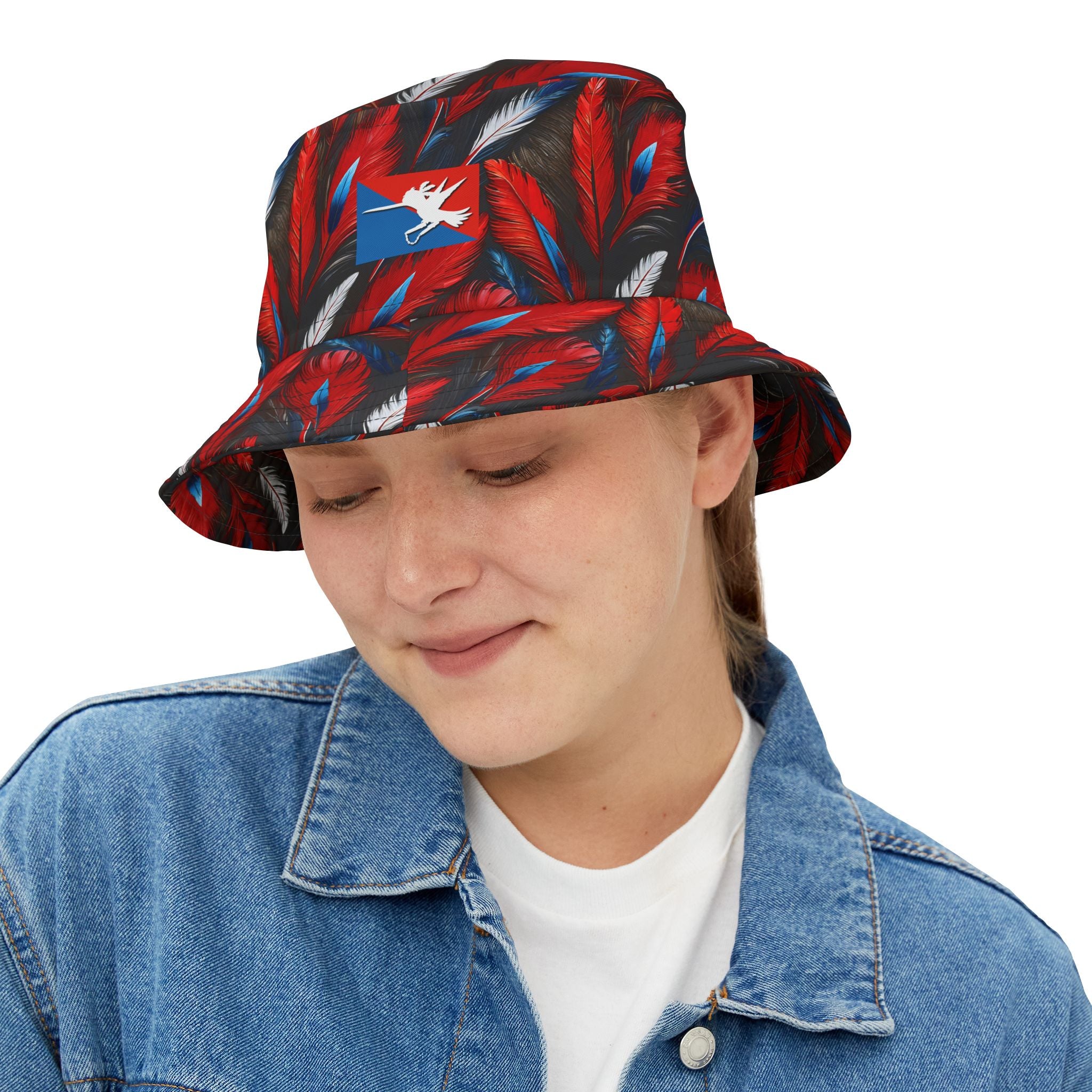 RWB Feathers Nunchucks Logo Bucket Hat