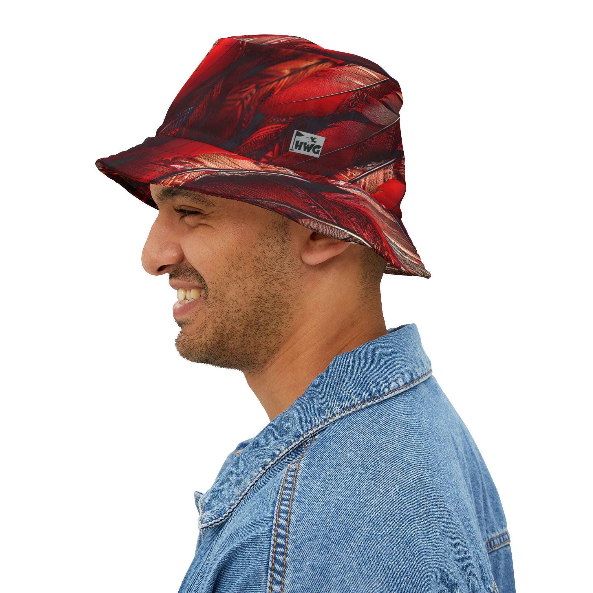 Red Tribal Feathers Golf Bucket Hat