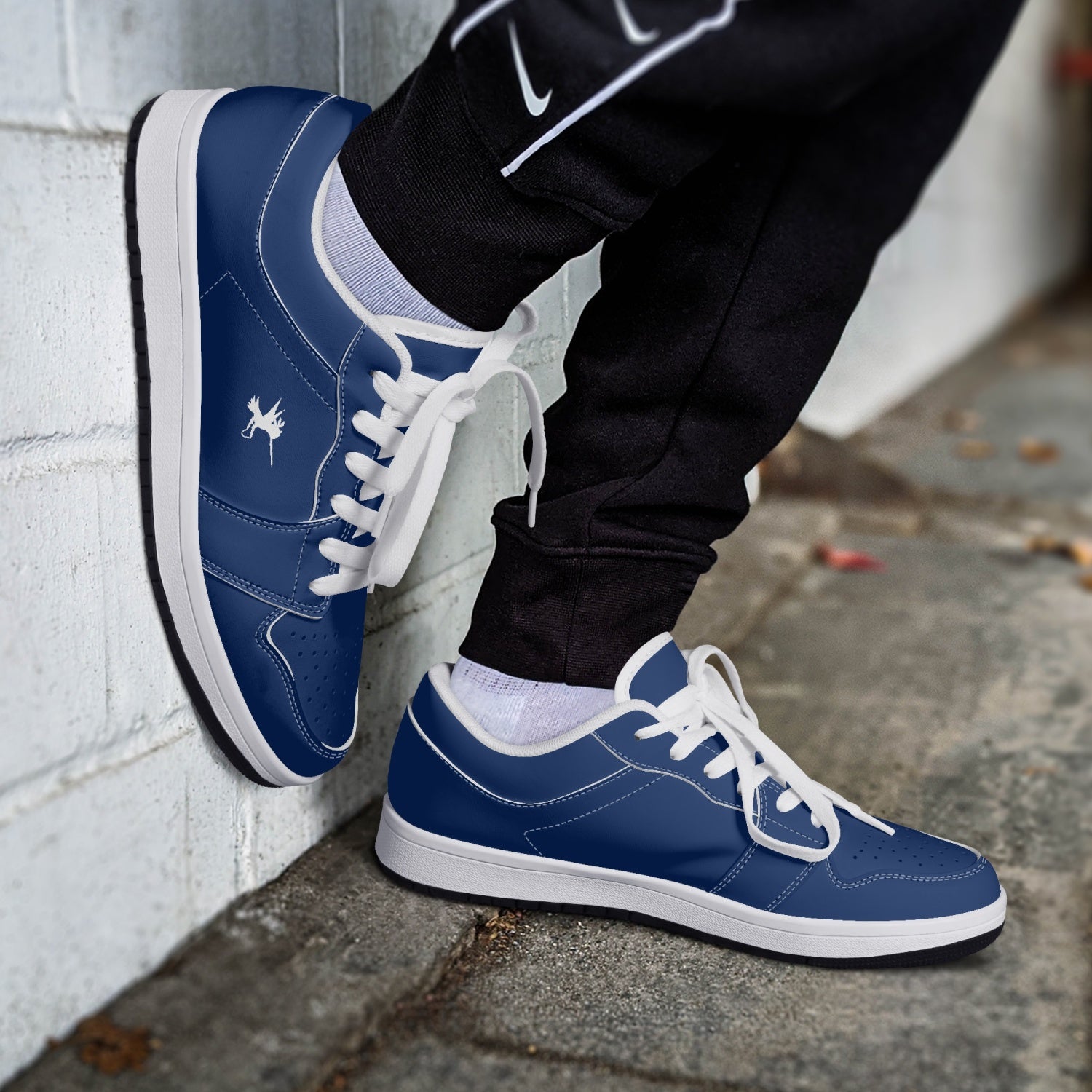 Blue Nunchucks Low-Top Leather Sneakers