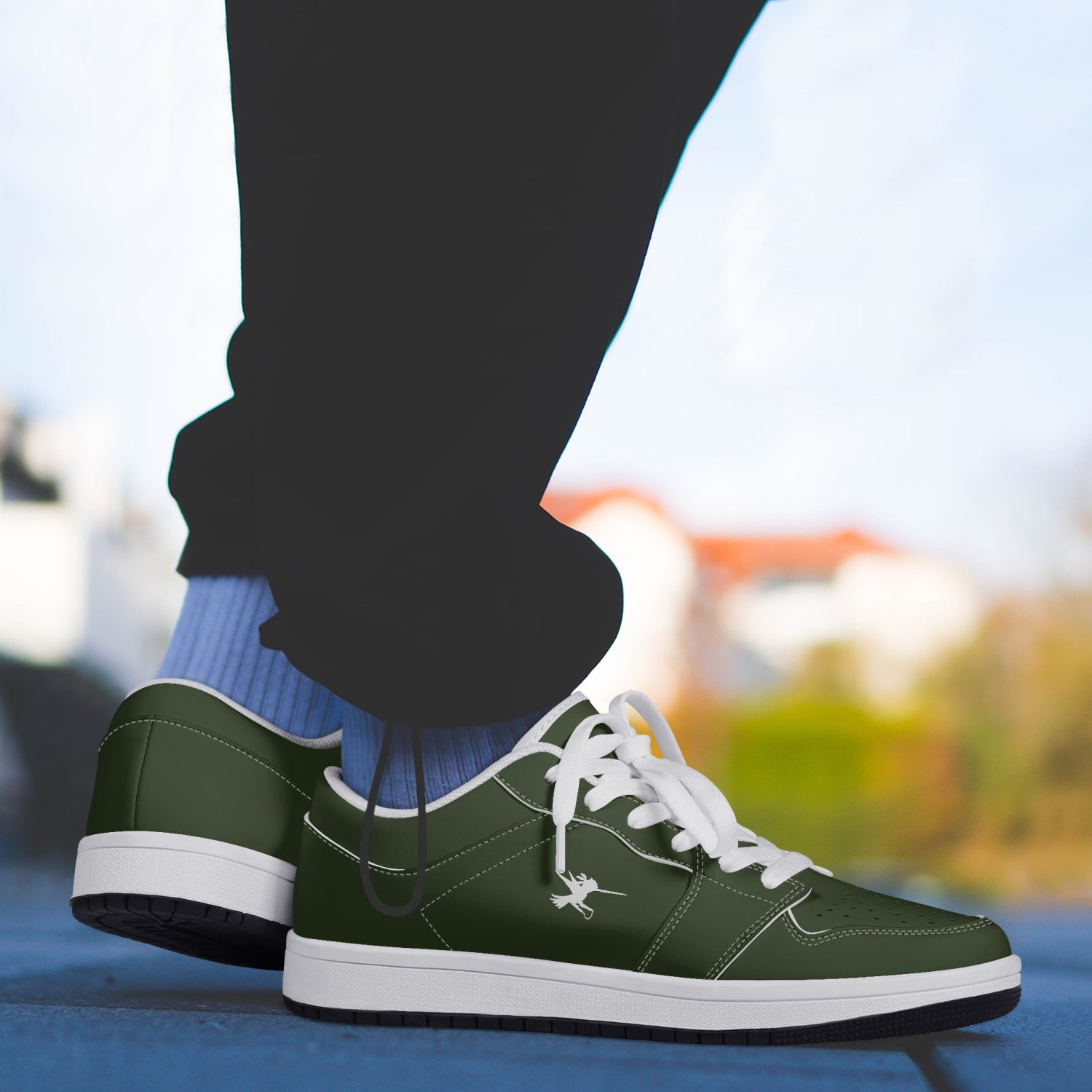 Green Nunchucks Low-Top Leather Sneakers