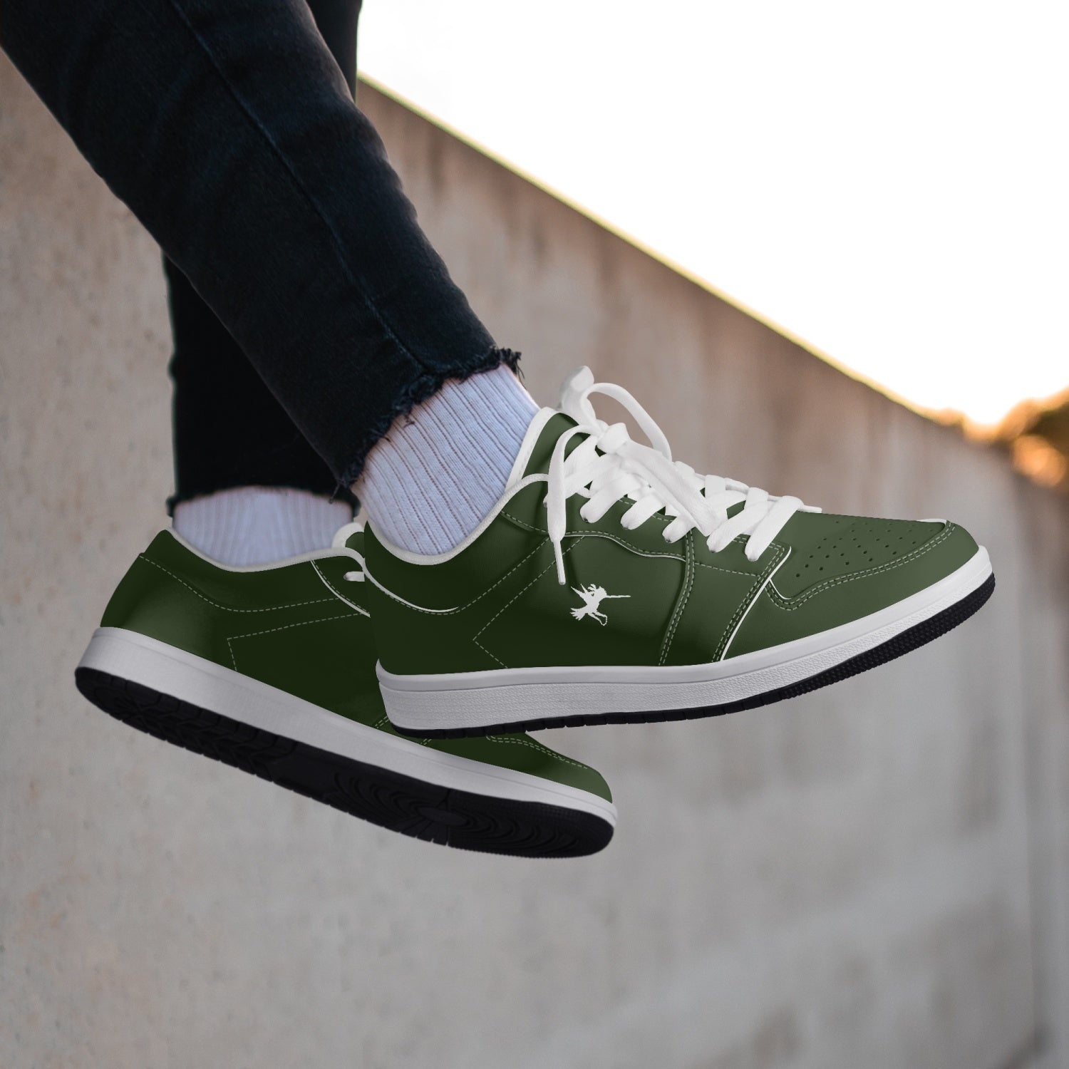 Green Nunchucks Low-Top Leather Sneakers