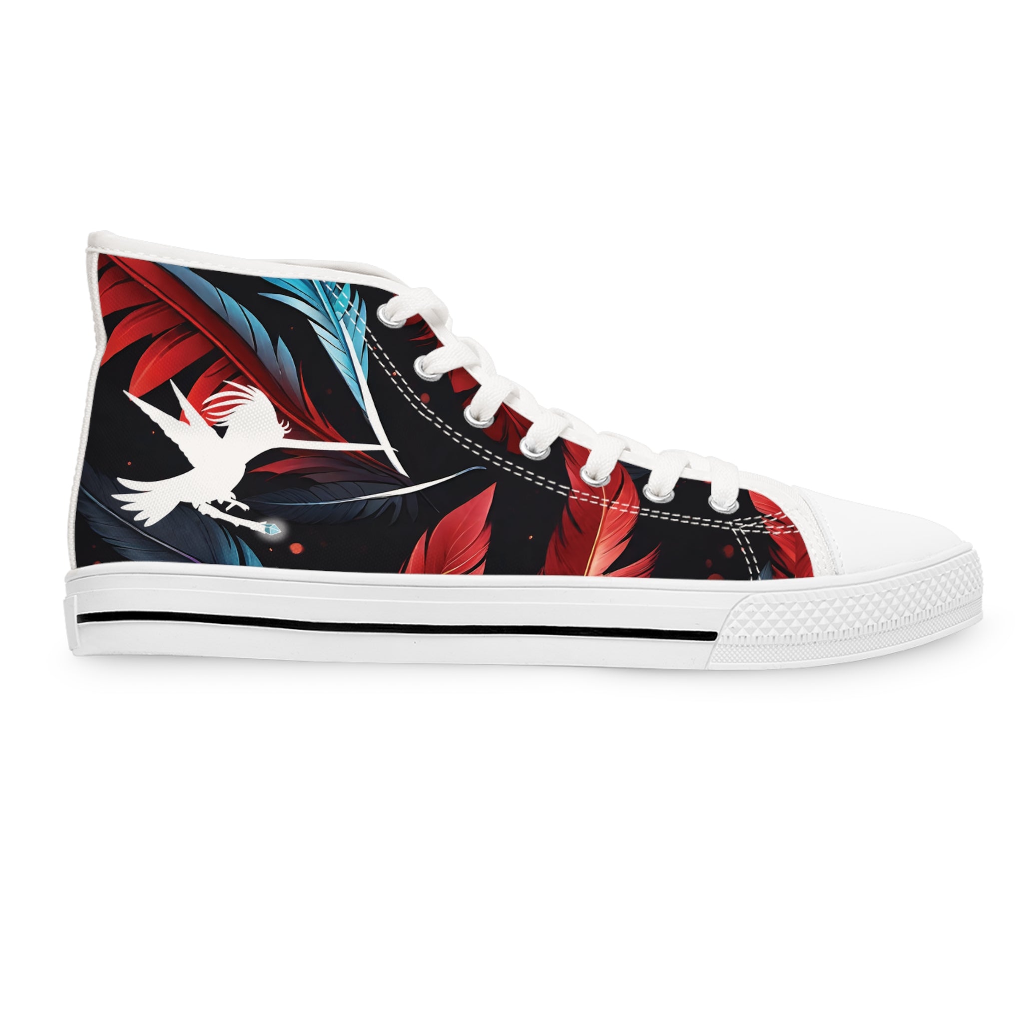 Red Party Feathers Wizard Wand Women's High Top Sneakers