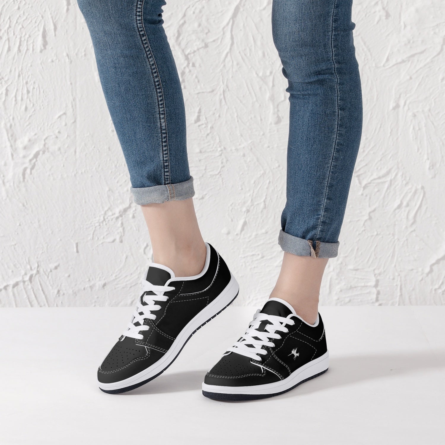 Black Nunchucks Low-Top Leather Sneakers