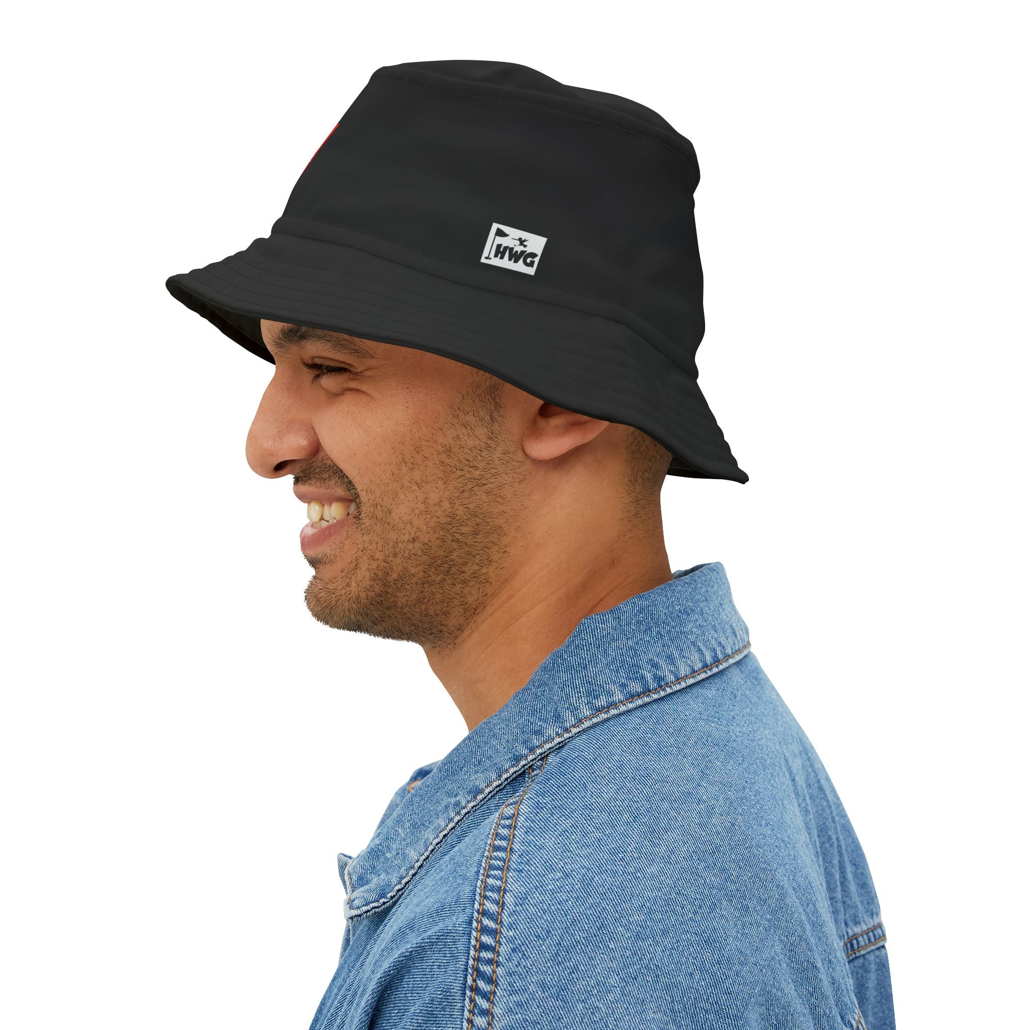 Black Golf Logo Bucket Hat