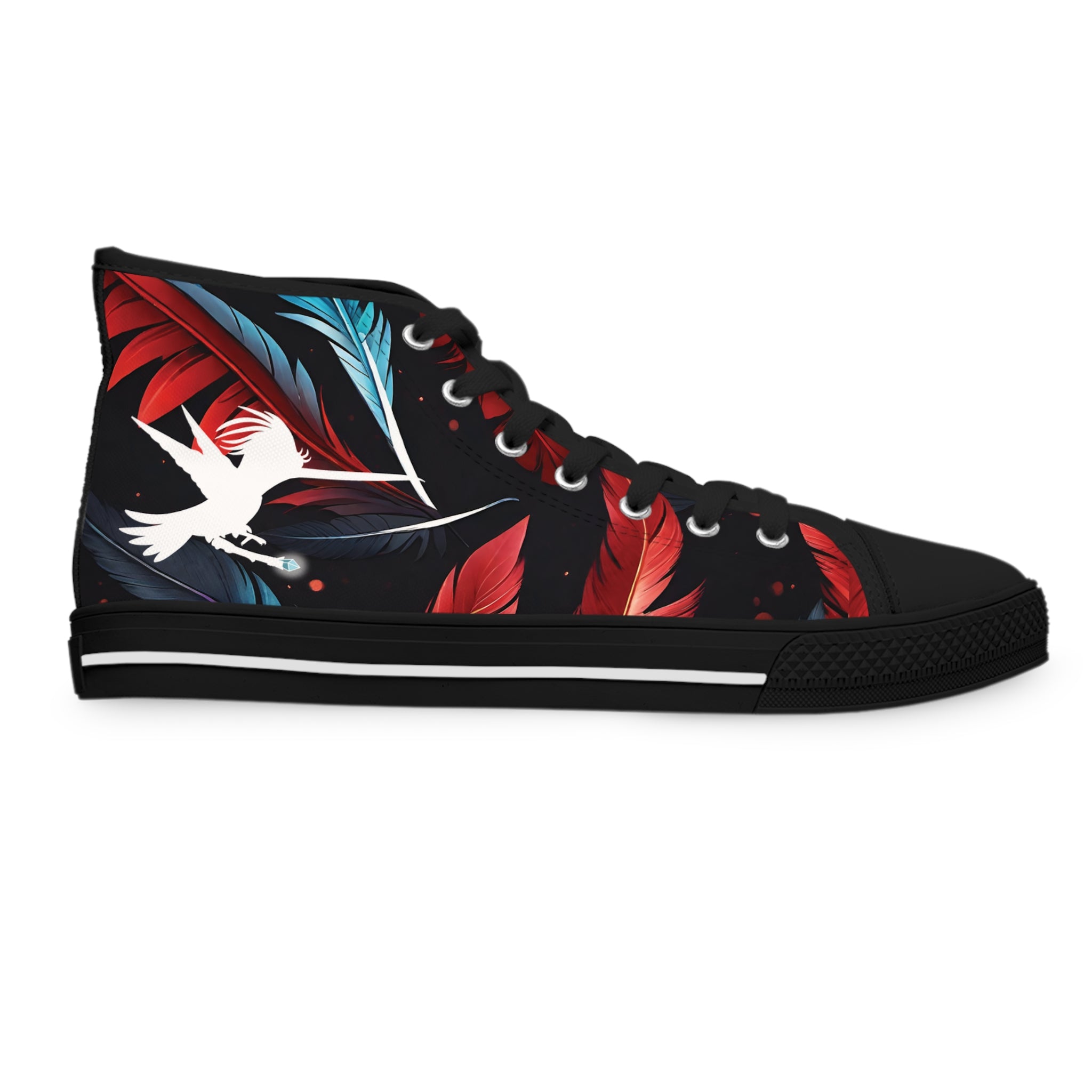 Red Party Feathers Wizard Wand Women's High Top Sneakers