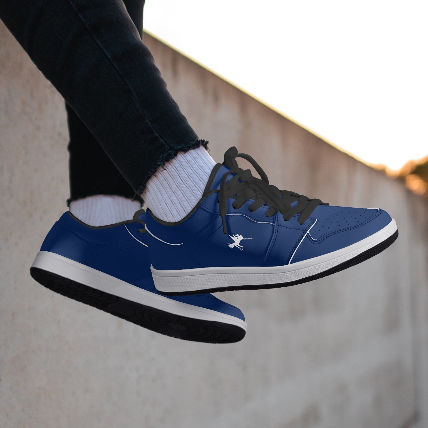 Blue Nunchucks Low-Top Leather Sneakers