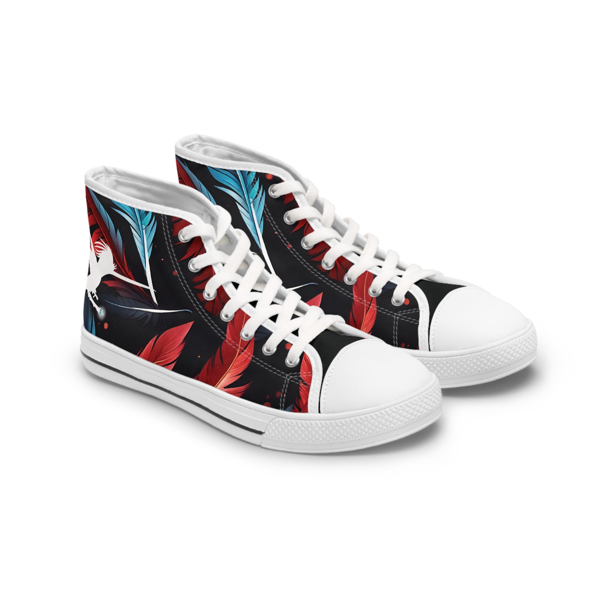 Red Party Feathers Wizard Wand Women's High Top Sneakers