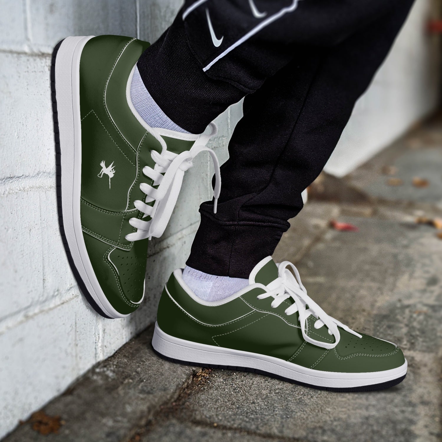 Green Nunchucks Low-Top Leather Sneakers