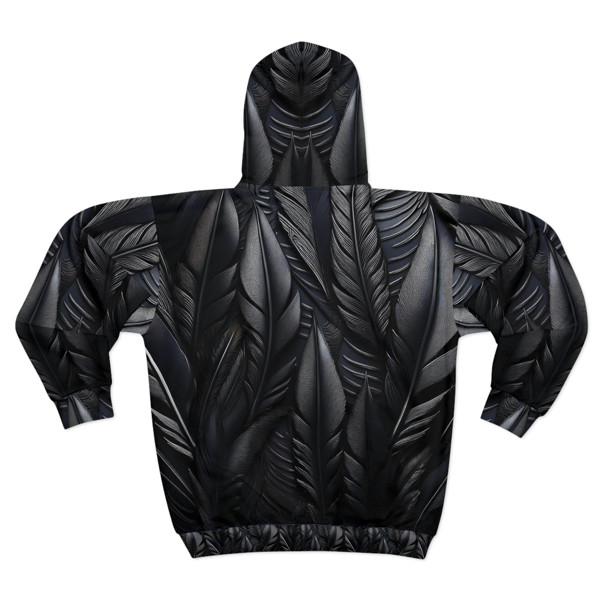 Black Tribal Feathers  Zip Up Hoodie